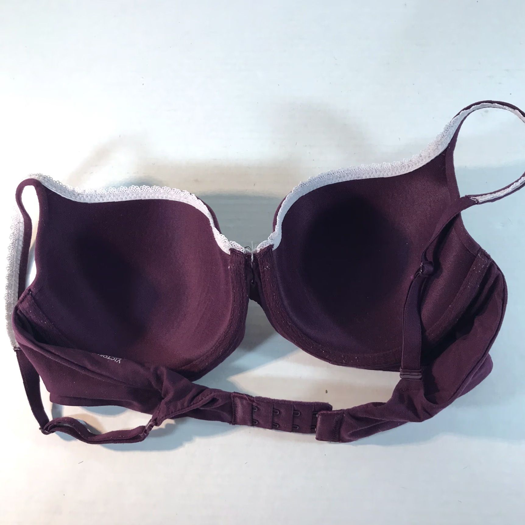 Vintage Body by Victoria Purple Push Up Bra Womens 34D Underwired Lightly Lined Lace Size ONE SIZE - 2 Thumbnail