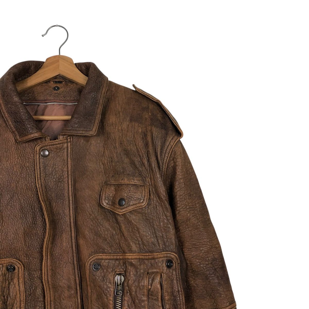 Vintage 🔥VINTAGE FLY LEATHER JACKET BIKER UNBRANDED ISSEY MIYAKE Size US L / EU 52-54 / 3 - 8 Thumbnail