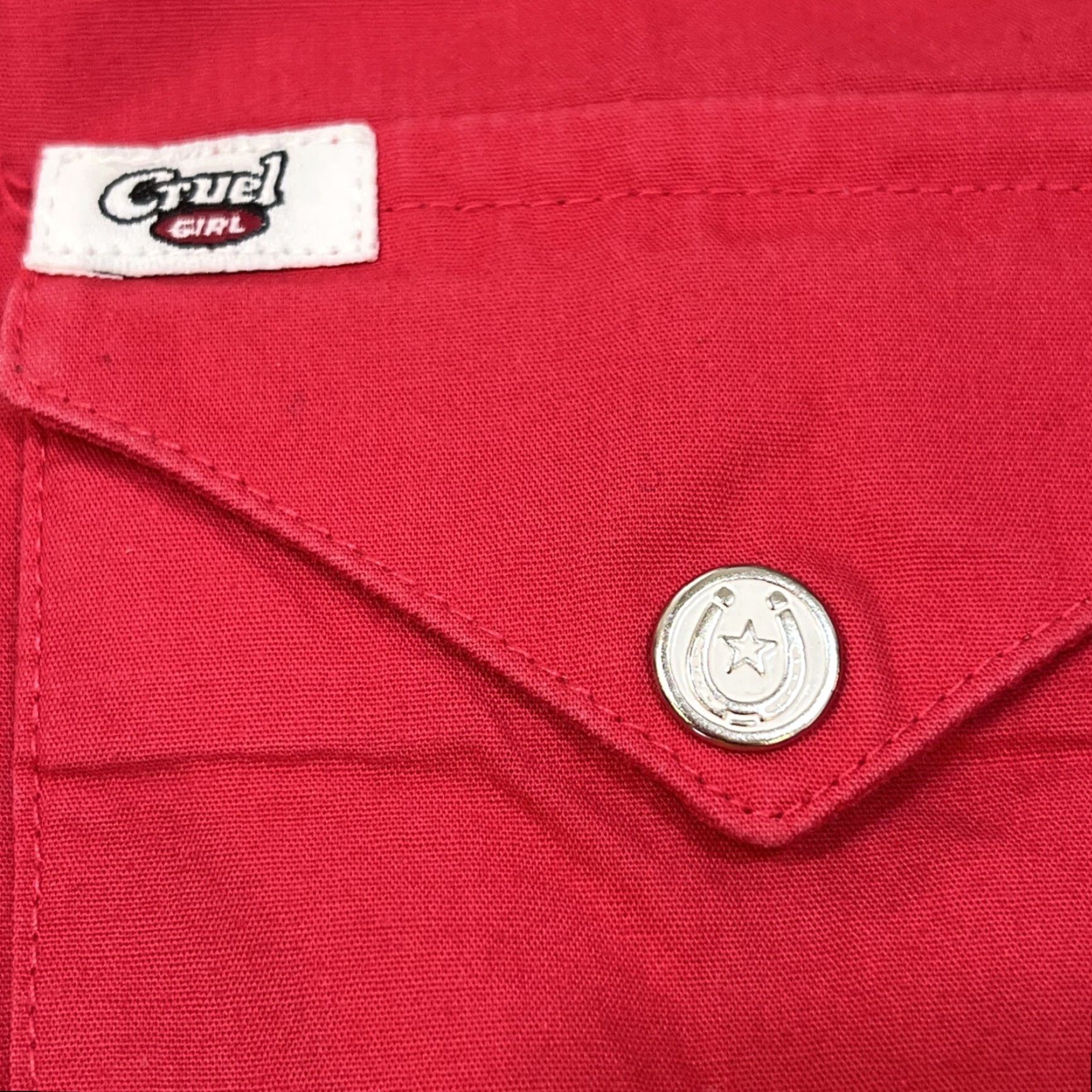 Vintage Cruel Girl Western Snap Shirt Women’s M Long Sleeve Horse Shoe Snaps Red READ Size M / US 6-8 / IT 42-44 - 5 Thumbnail