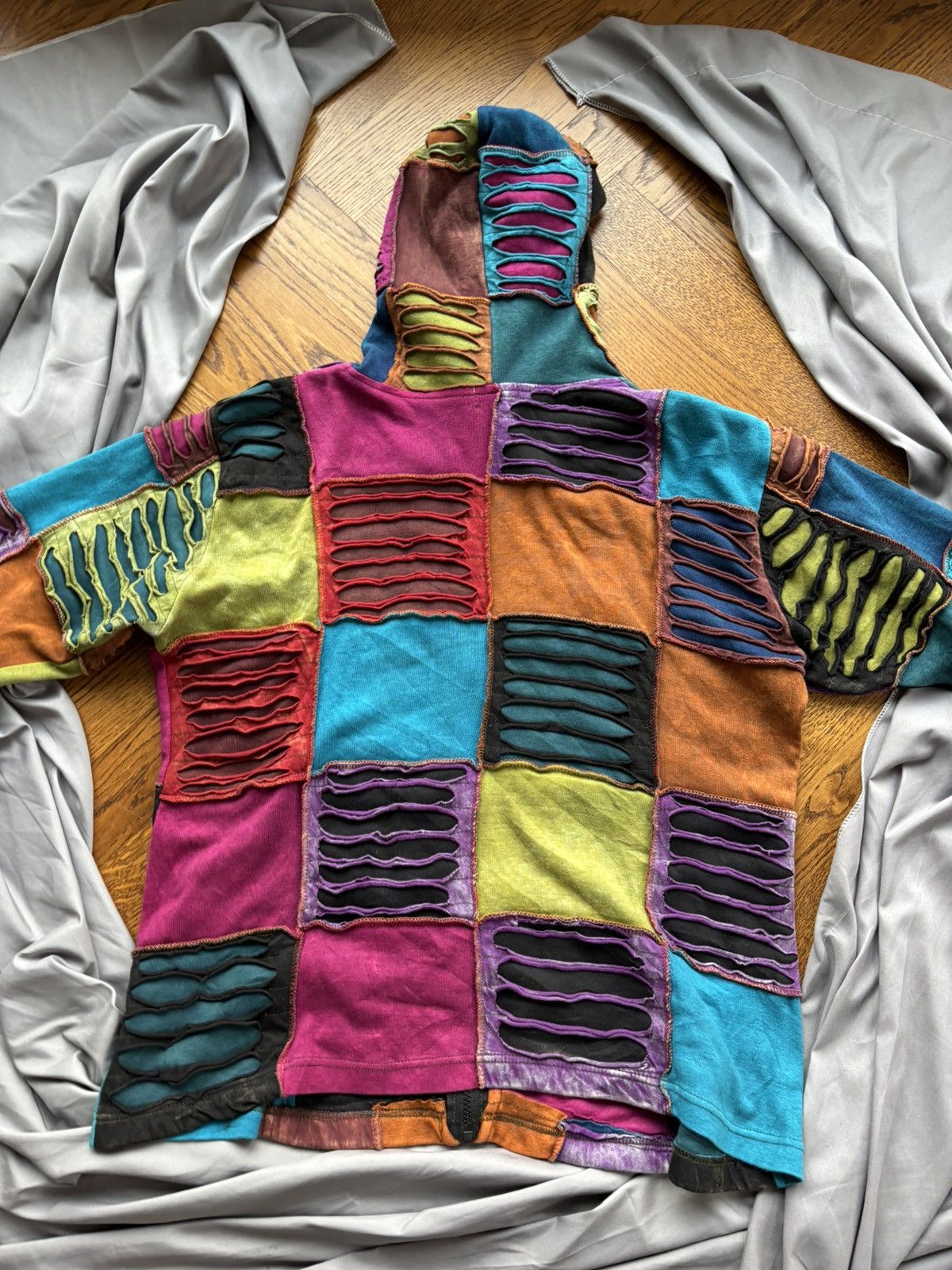 Japanese Brand × Vintage 2000s Vintage Patchwork Hoodie Zipup Ark Imports Nepal Hippi Size US S / EU 44-46 / 1 - 6 Thumbnail