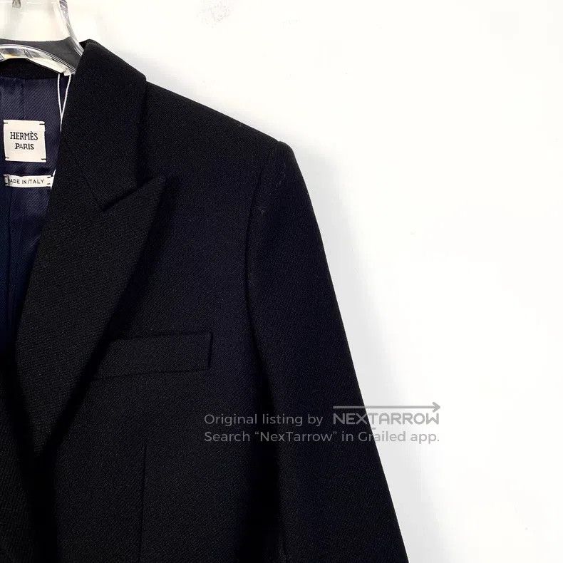 Hermes Hermes Black V-neck Double-breasted Tailored Blazer Size XXS / US 00 / IT 34 - 3 Thumbnail