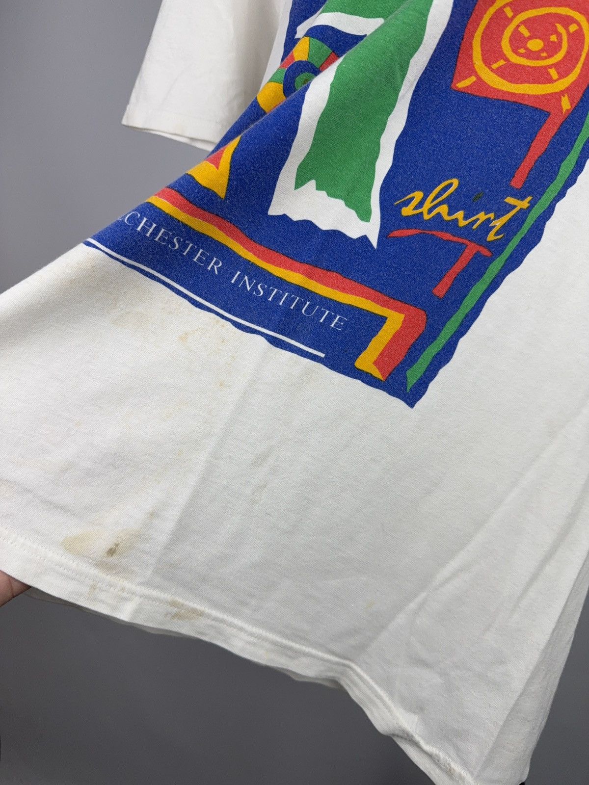 Vintage Vintage RETRO 90s Colchester Institute Art Graphic T-Shirt Size US M / EU 48-50 / 2 - 7 Thumbnail