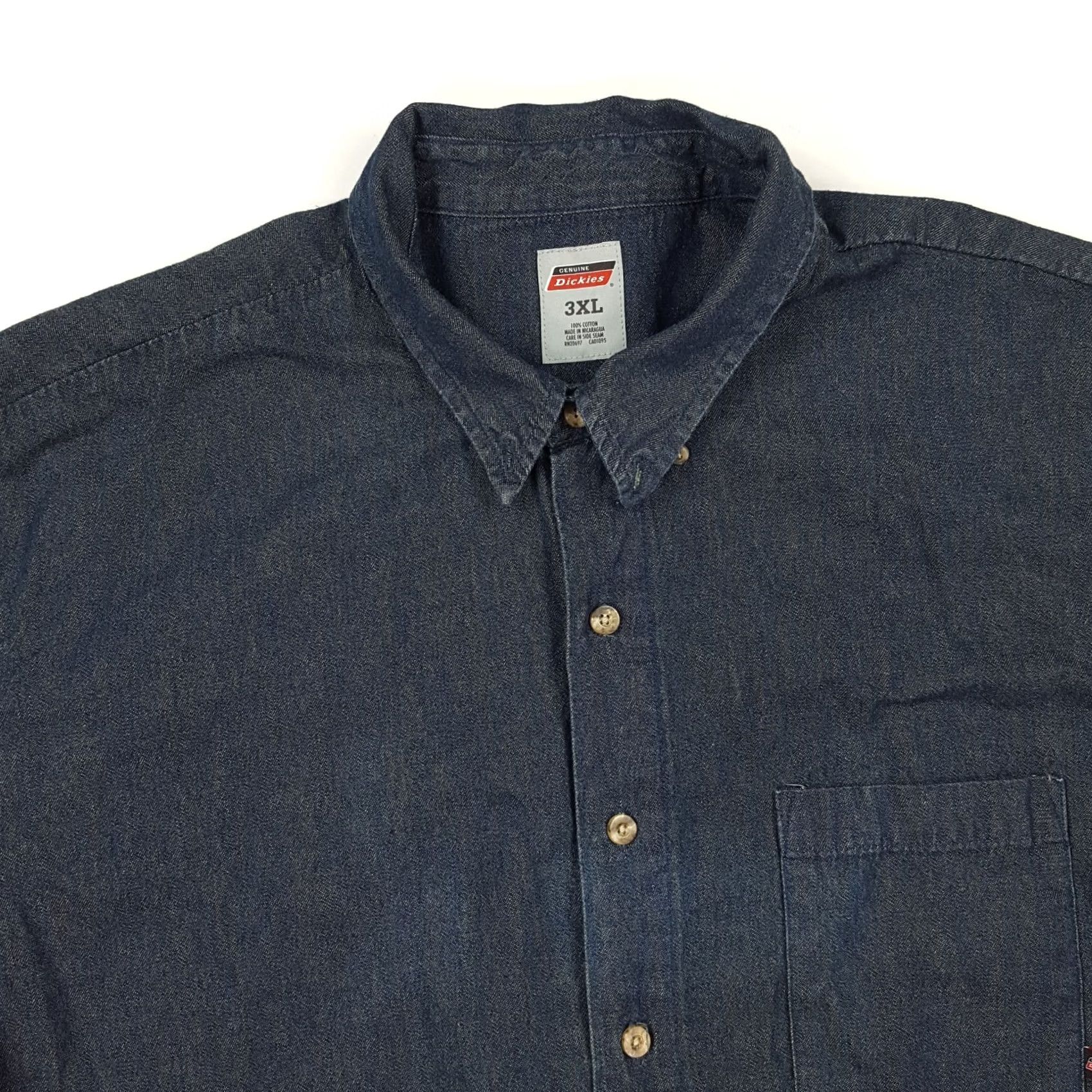 Dickies VINTAGE Dickies Denim Button-Up Shirt Mens 3XL Dark Wash Long Sleeve Workwear Casual 90s Retro USA Size US XXL / EU 58 / 5 - 2 Thumbnail