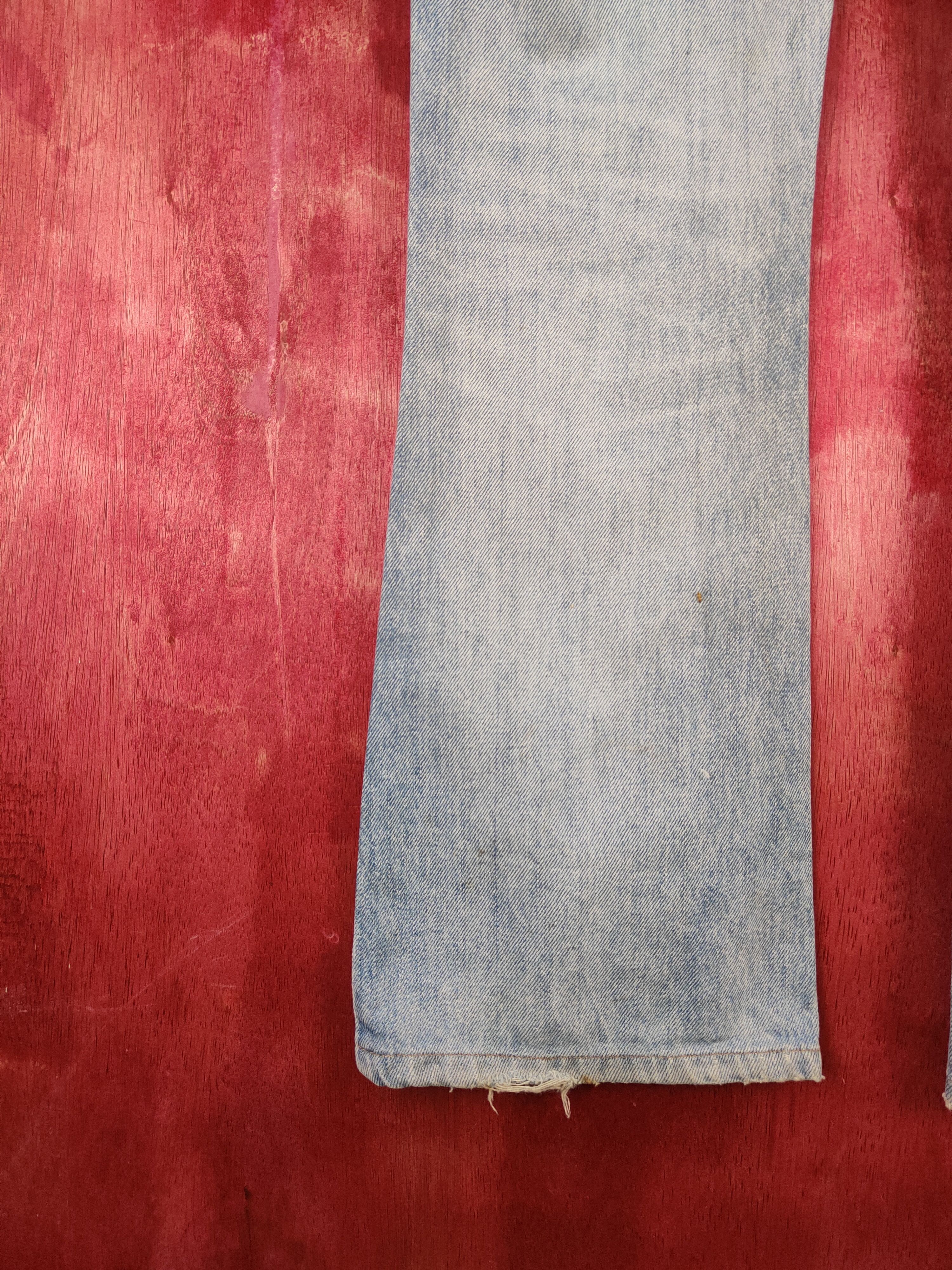 Japanese Brand Wrangler Blue Faded Distressed Bootcut Jeans #S2017 Size 29" - 11 Thumbnail