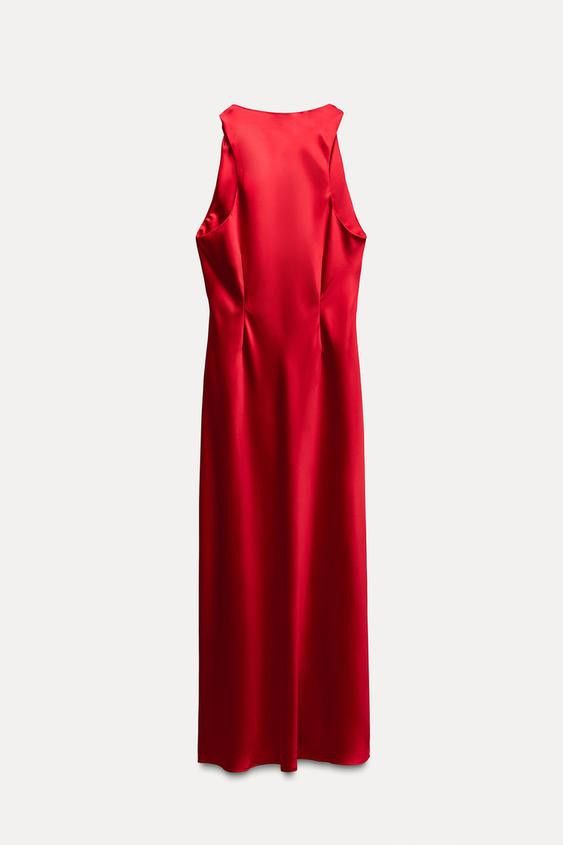 Zara ZARA SATIN EFFECT MIDI DRESS Size L / US 10 / IT 46 - 4 Thumbnail