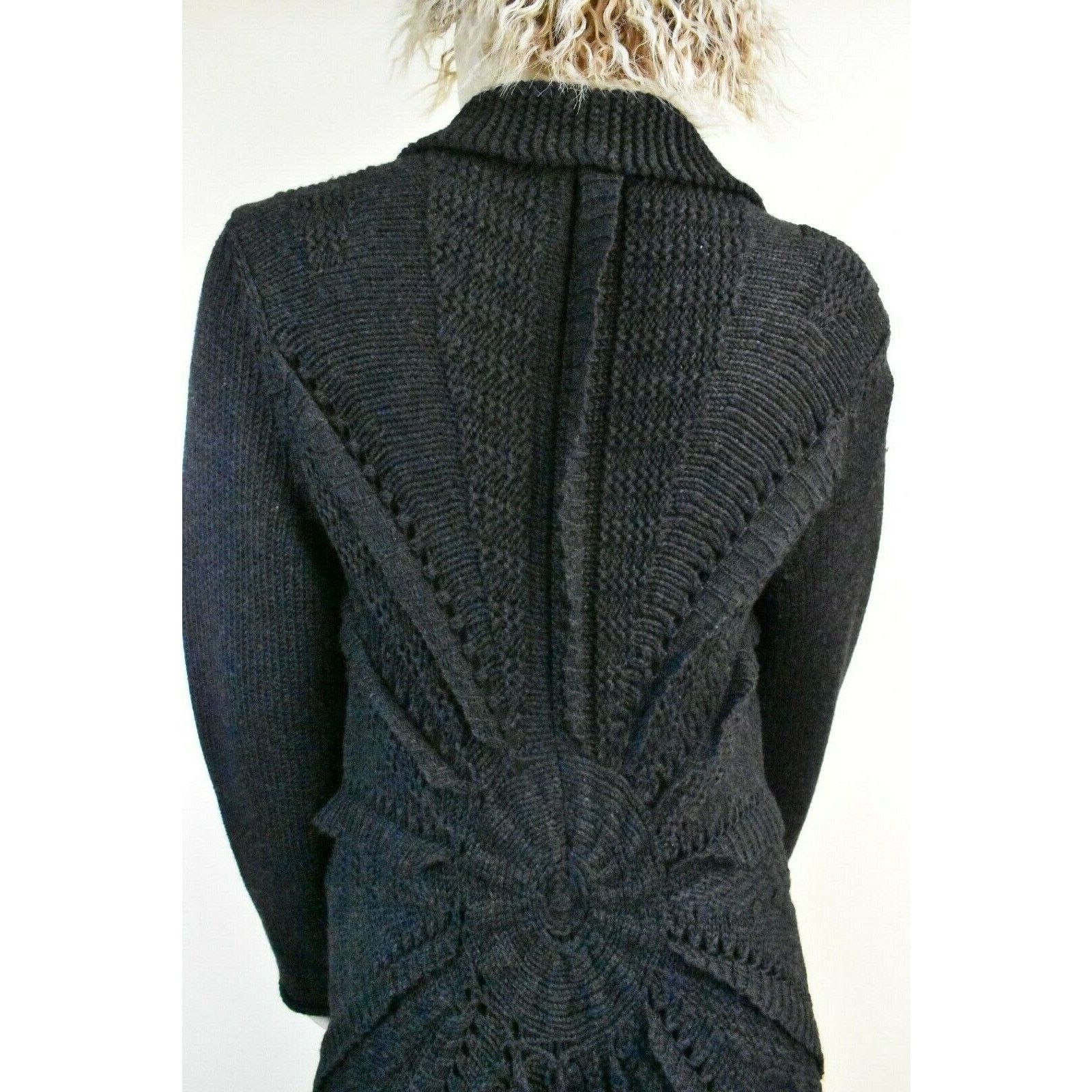 Valentino VALENTINO BLACK WOOL KNIT SWEATER LONG CARDIGAN COAT M IT Size M / US 6-8 / IT 42-44 - 6 Thumbnail