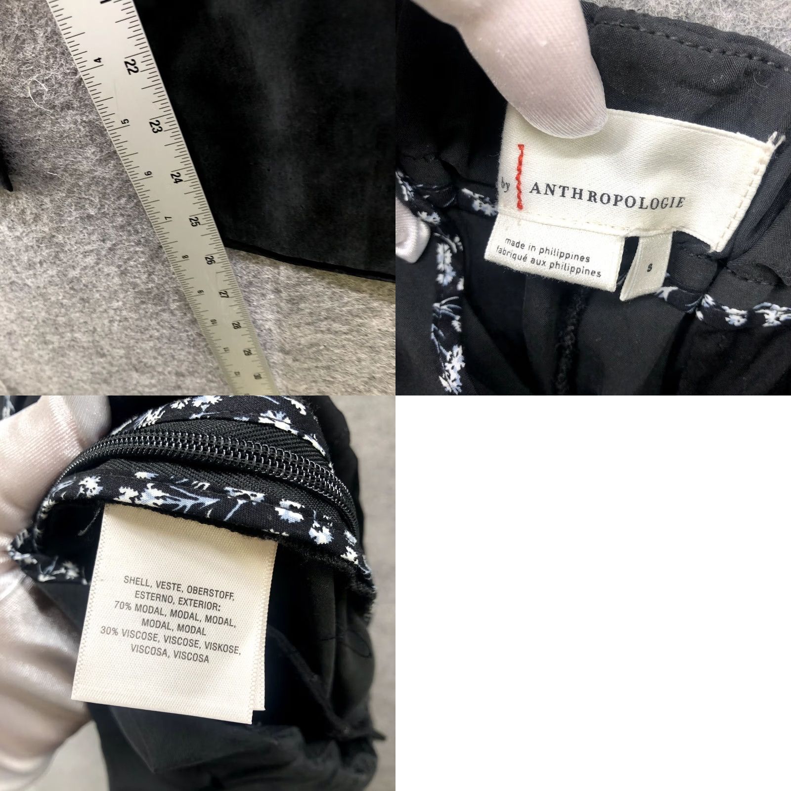 Anthropologie Anthropologie High Rise Crop Pants Womens S Black Buckle Front Relaxed Modal Size 28" / US 6 / IT 42 - 8 Thumbnail