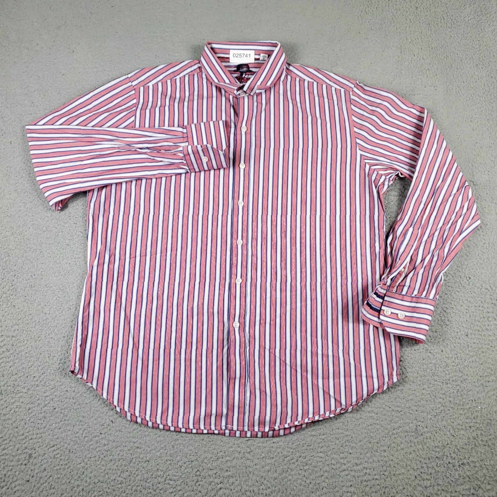 Robert Graham Robert Graham Shirt Mens Large Red Blue Striped Button-Up Long Sleeve Size US L / EU 52-54 / 3 - 2 Thumbnail