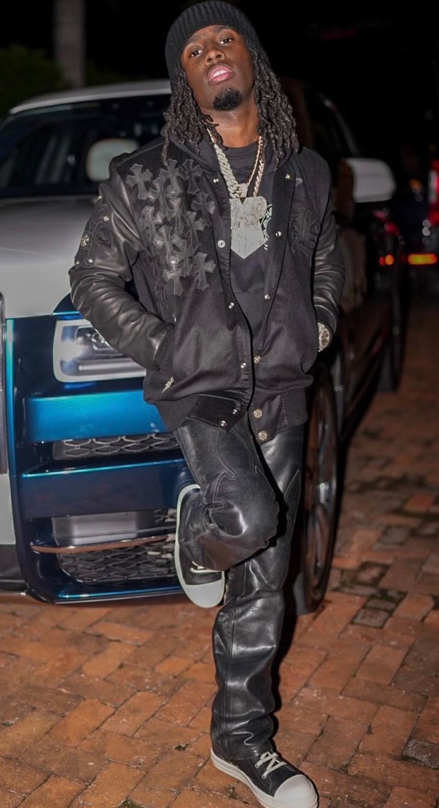 Chrome Hearts CHROME HEARTS LEATHER & CASHMERE COLLEGE JACKET Size US M / EU 48-50 / 2 - 14 Thumbnail