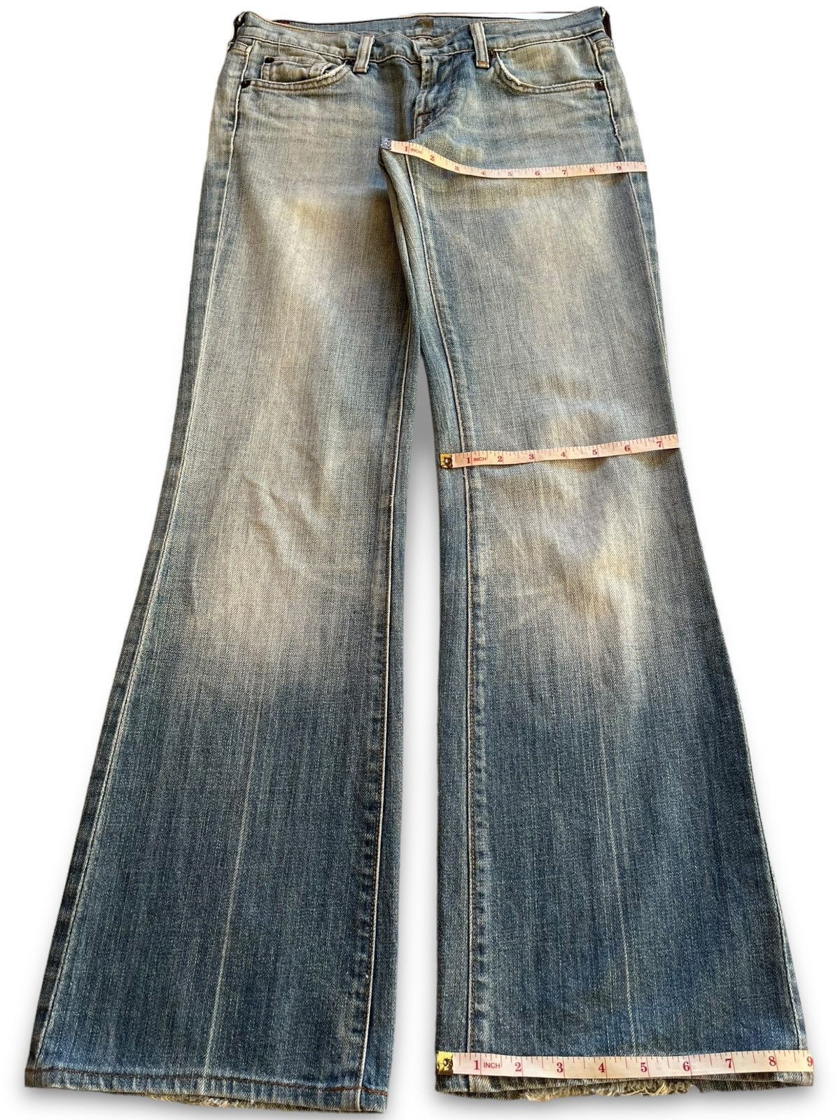 7 For All Mankind Vintage 7 For All Mankind Faded Wash Distressed Flare Jeans Size 29" - 13 Thumbnail
