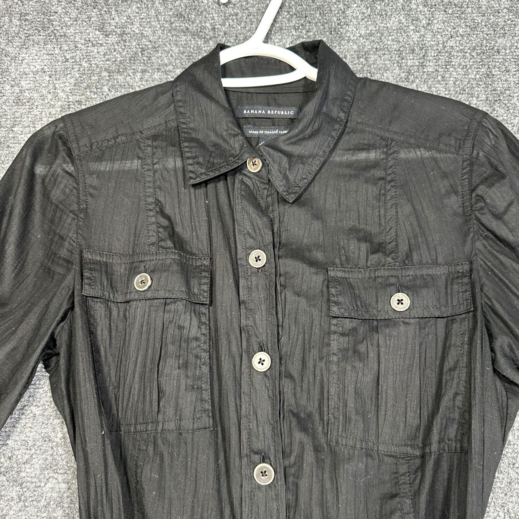 Banana Republic Banana Republic Dress Shirt Dress Womens 6 Black Pockets Tie Belt Long Sleeve Button Up 100% Cotton Size M / US 6-8 / IT 42-44 - 4 Thumbnail