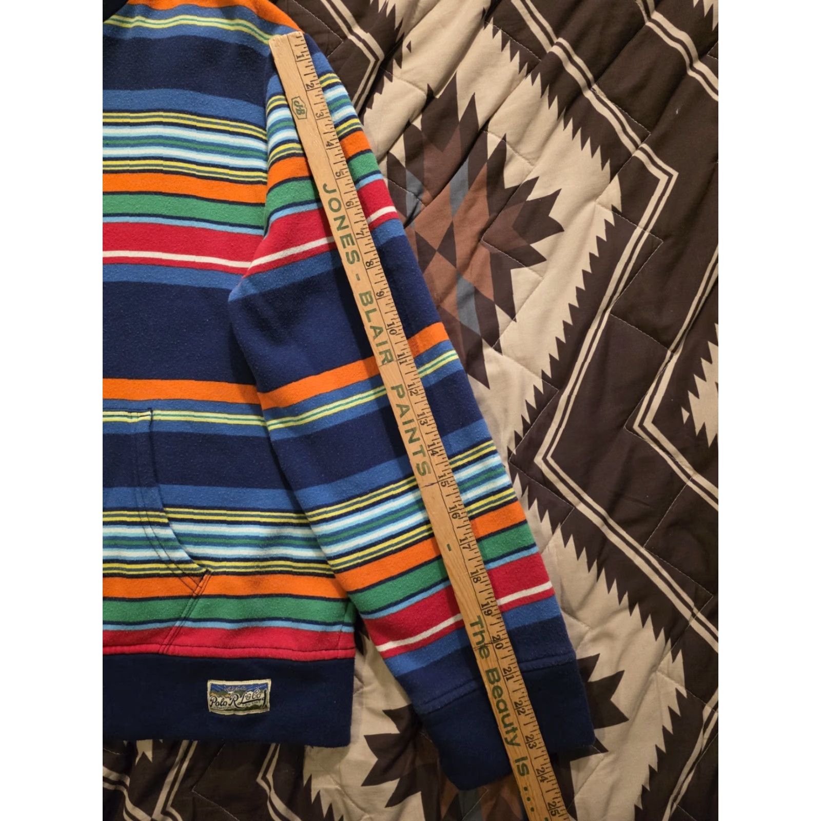 Polo Ralph Lauren Polo Ralph Lauren Hoodie Adult Large Multicolored Striped Fleece Pullover Hooded Logo Pockets Mens Size US L / EU 52-54 / 3 - 8 Thumbnail