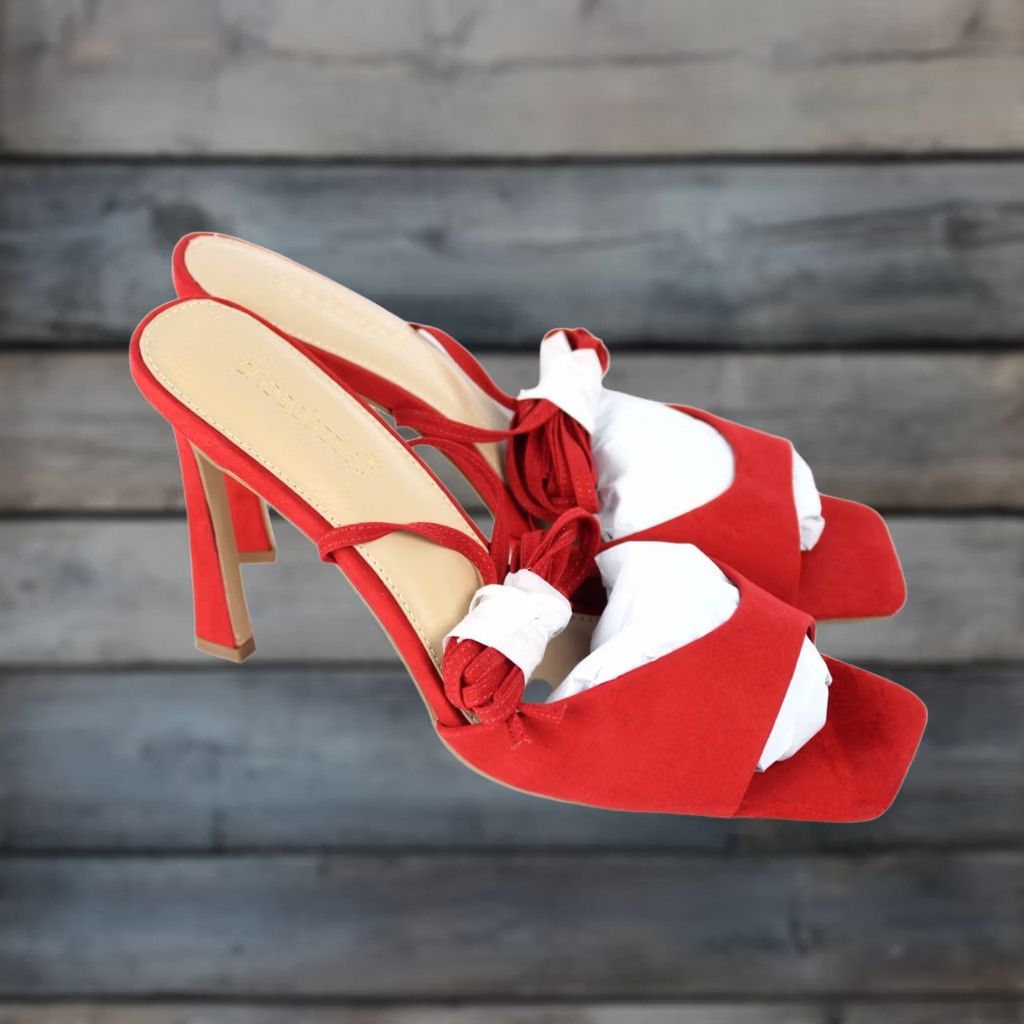 Vintage ShoeDazzle Women's Salma Sandals Size 12 Salsa Red Heeled Sandal Size US 12 / IT 42 - 1 Thumbnail