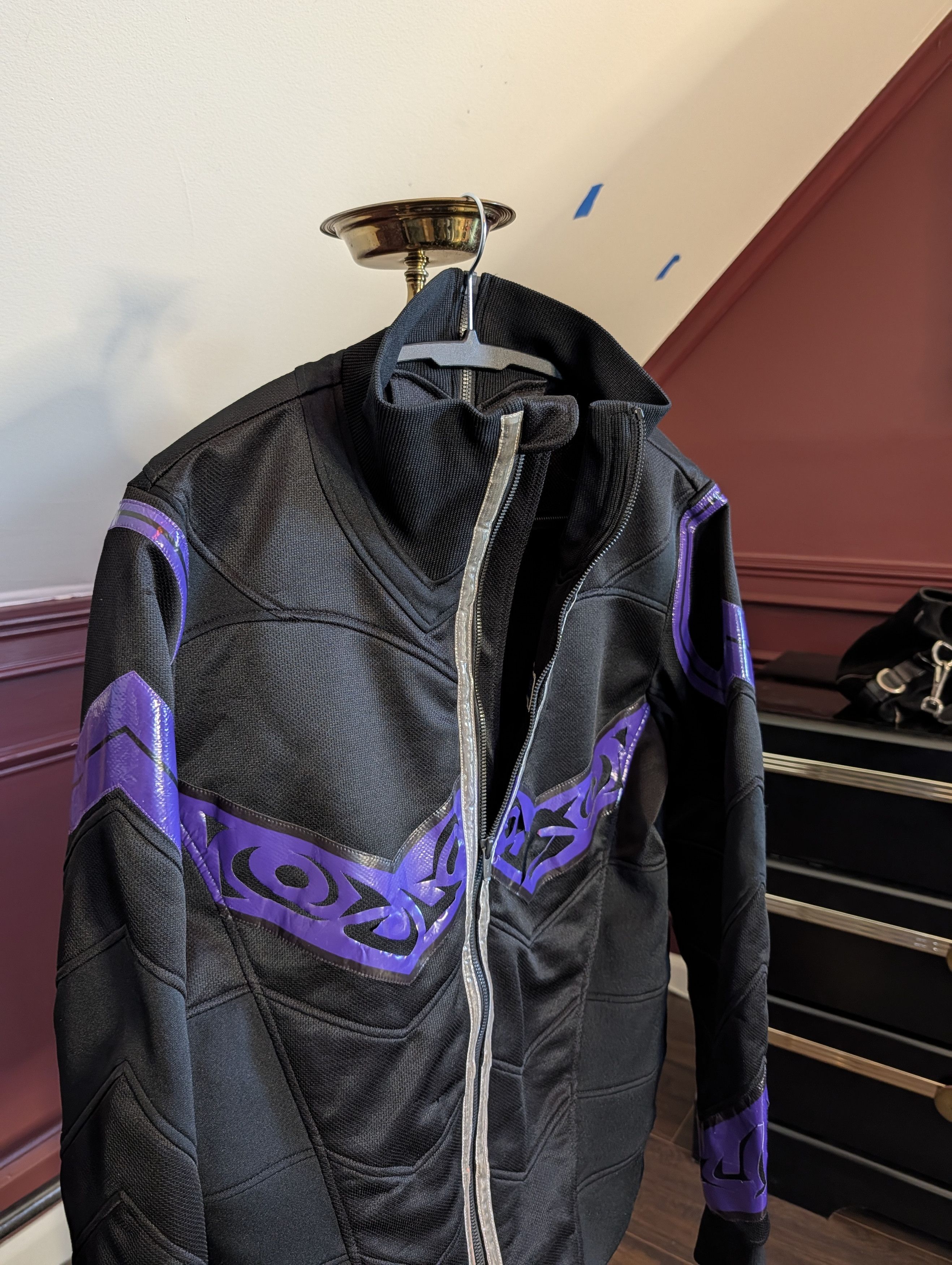 Beauty Beast Vtg Y2K cyberpunk paneled zip-up jacket black/purple Size US L / EU 52-54 / 3 - 2 Thumbnail