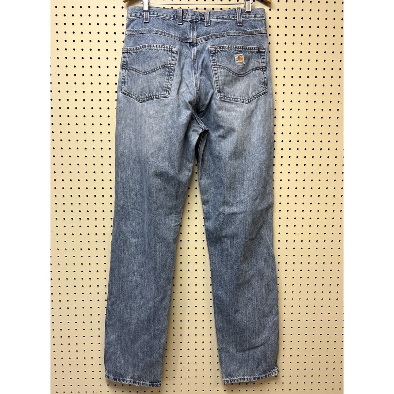 Carhartt Vintage Carhartt B213 Mens Jeans 34x36 Distressed Blue Denim Straight Relaxed 5-Pocket Casual Work/Casual Mens Size US 34 / EU 50 - 2 Thumbnail