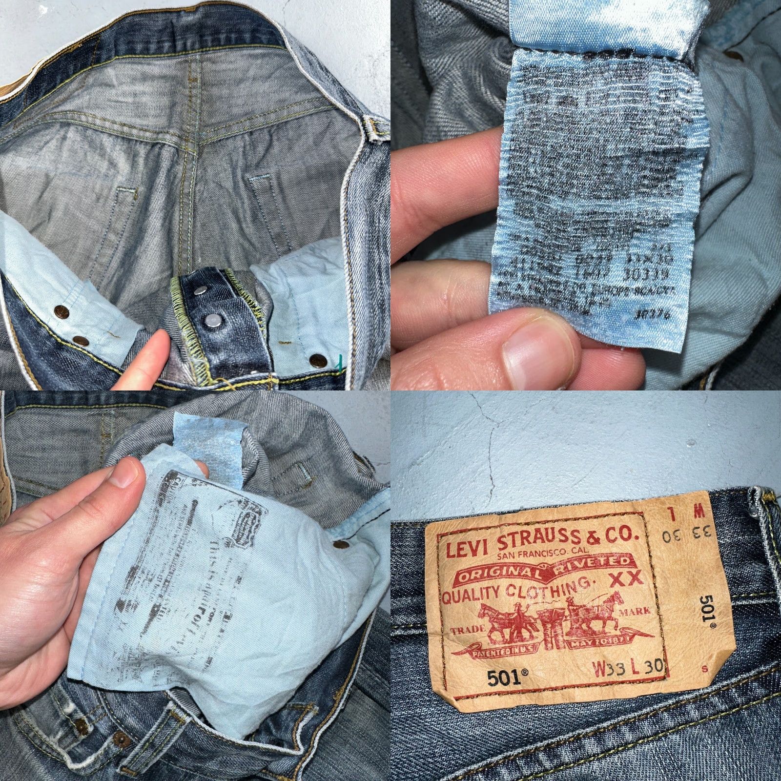 Levi's VINTAGE Levi's 501 Jeans Men Straight 33x30 Blue Med Wash 90s 501 Series Denim Cotton Size US 33 - 9 Thumbnail