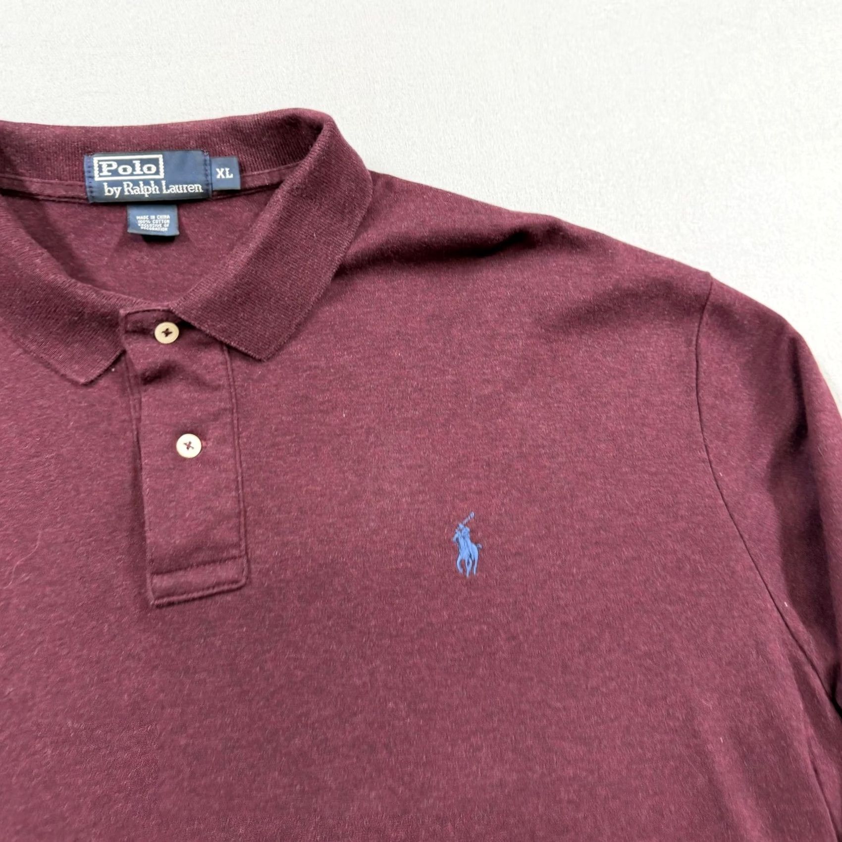 Polo Ralph Lauren Polo Shirt Mens XL Red Solid Knit Cotton Polo by Ralph Lauren Long Sleeve Size US XL / EU 56 / 4 - 2 Thumbnail