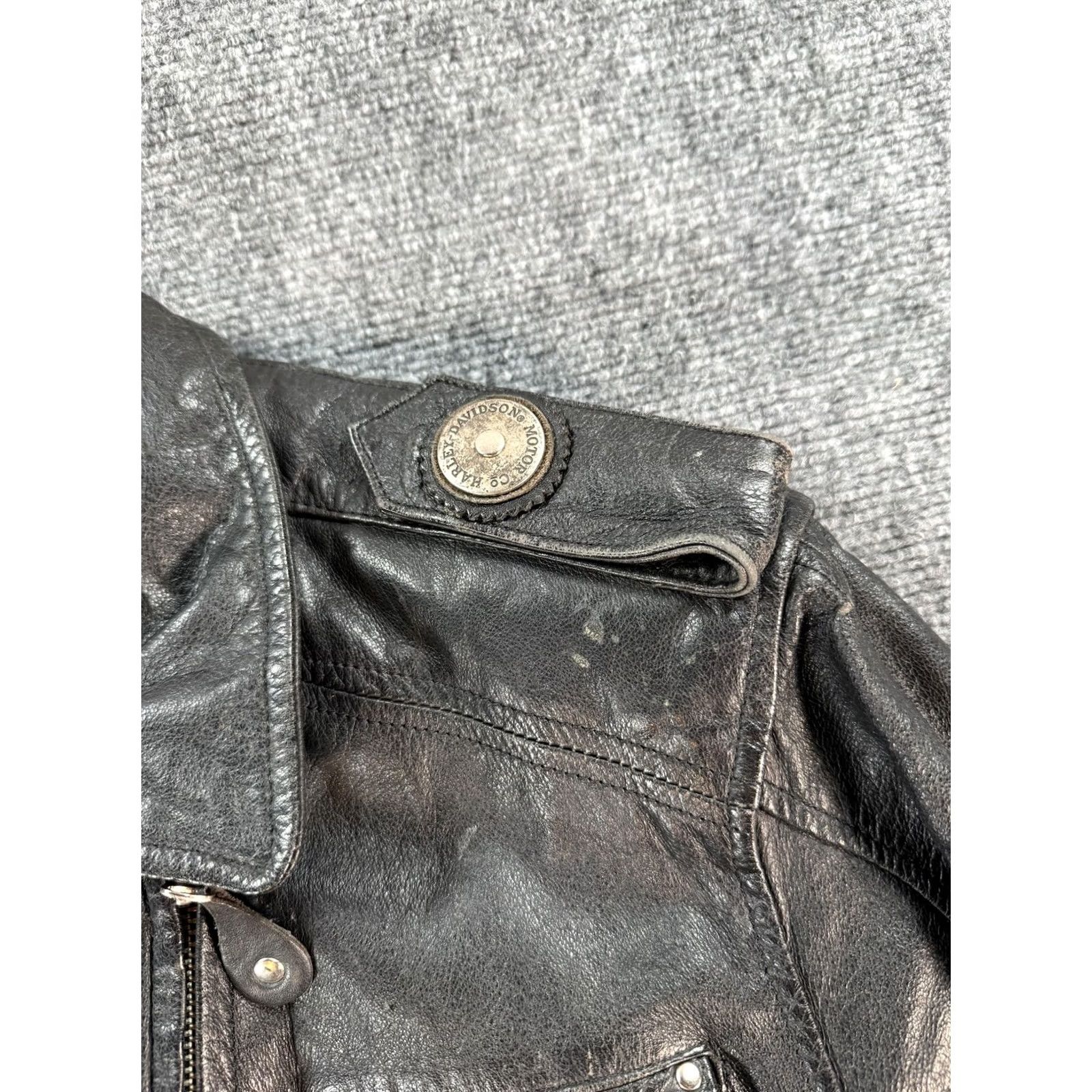 Harley Davidson VINTAGE Harley Davidson Jacket Womens Medium Black Leather Moto Biker 90s Size M / US 6-8 / IT 42-44 - 3 Thumbnail