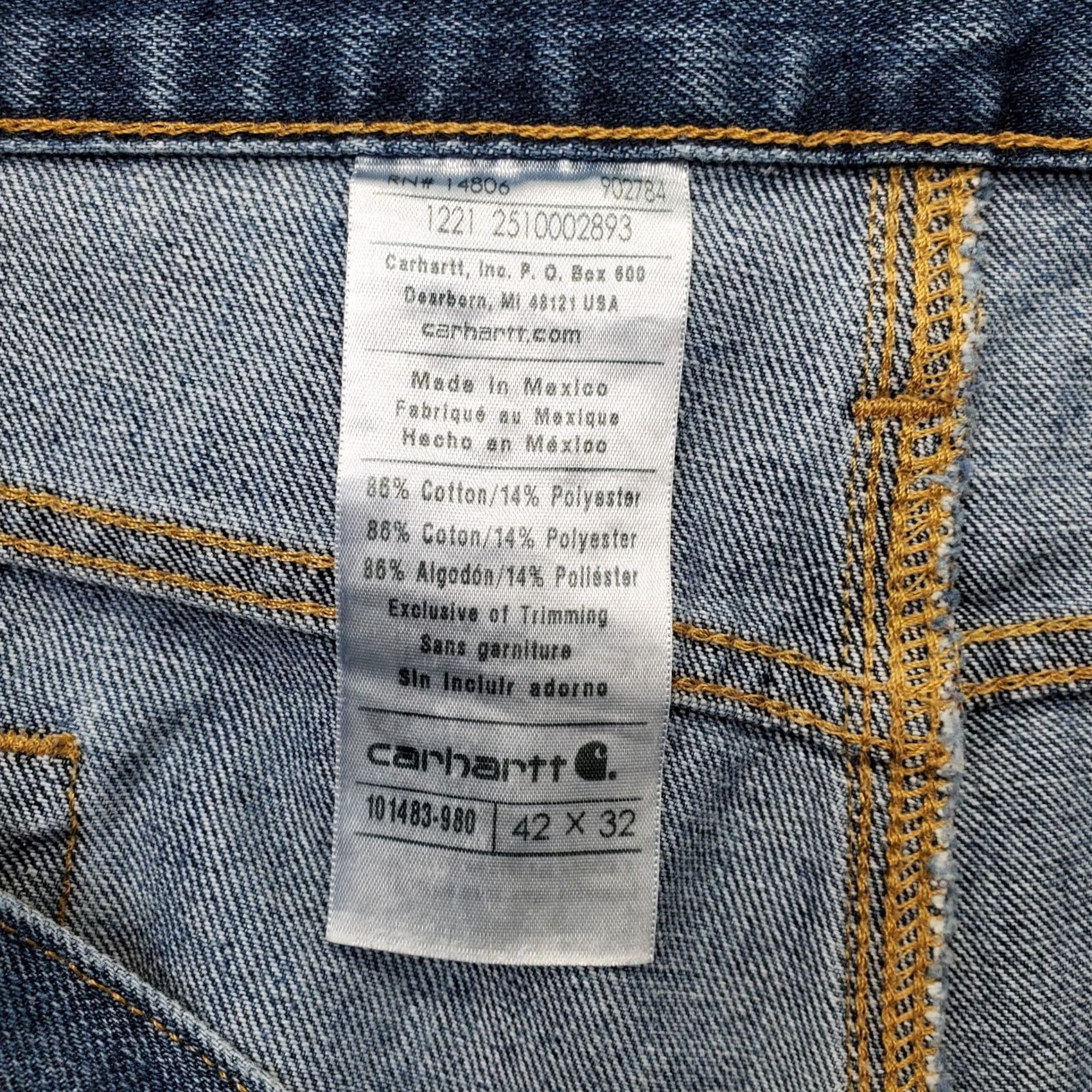 Carhartt Carhartt Jeans Mens 42x32 Blue Denim Regular Fit Straight Leg Workwear Stretch Jeans Size US 42 / EU 58 - 7 Thumbnail