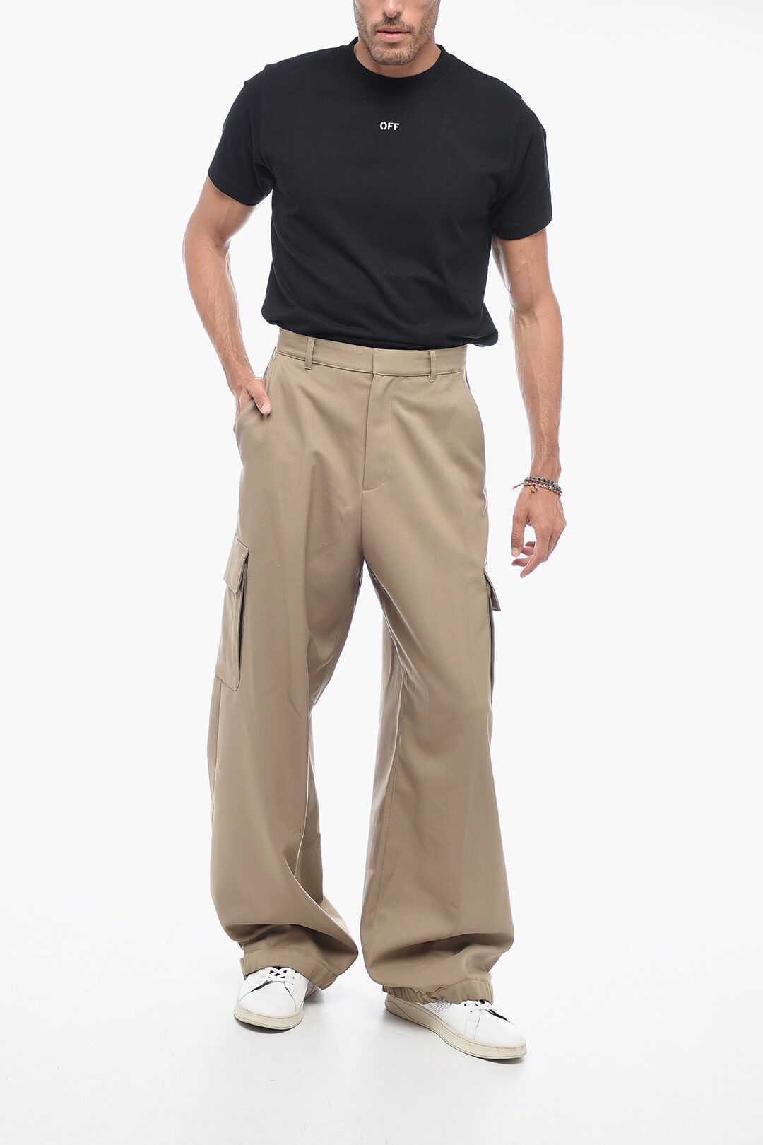 Off-White o1y0225 Logo Cargo Pant in Beige Size US 30 / EU 46 - 3 Thumbnail