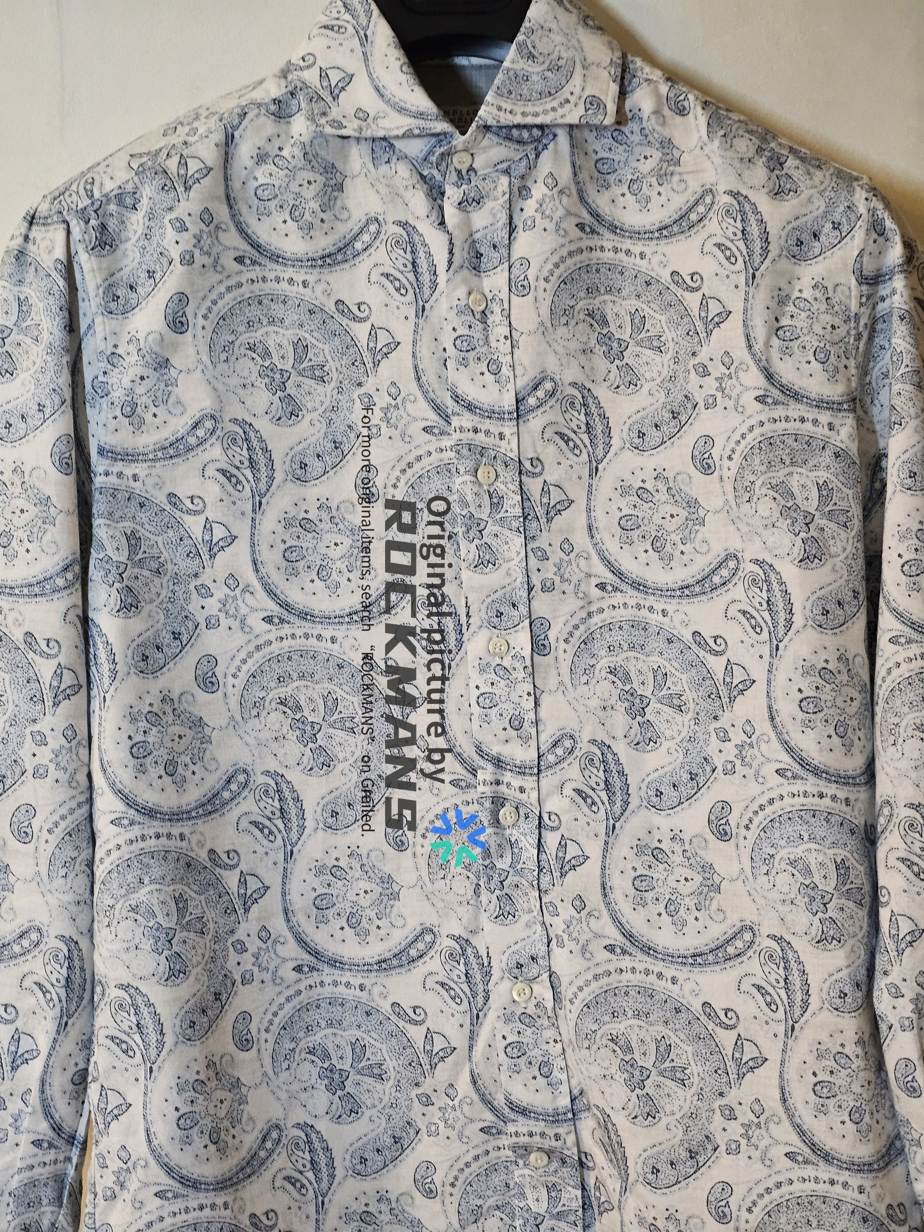 Brunello Cucinelli Brunello Cucinelli Men's Cashew Pattern Shirt Size M Size US M / EU 48-50 / 2 - 2 Thumbnail