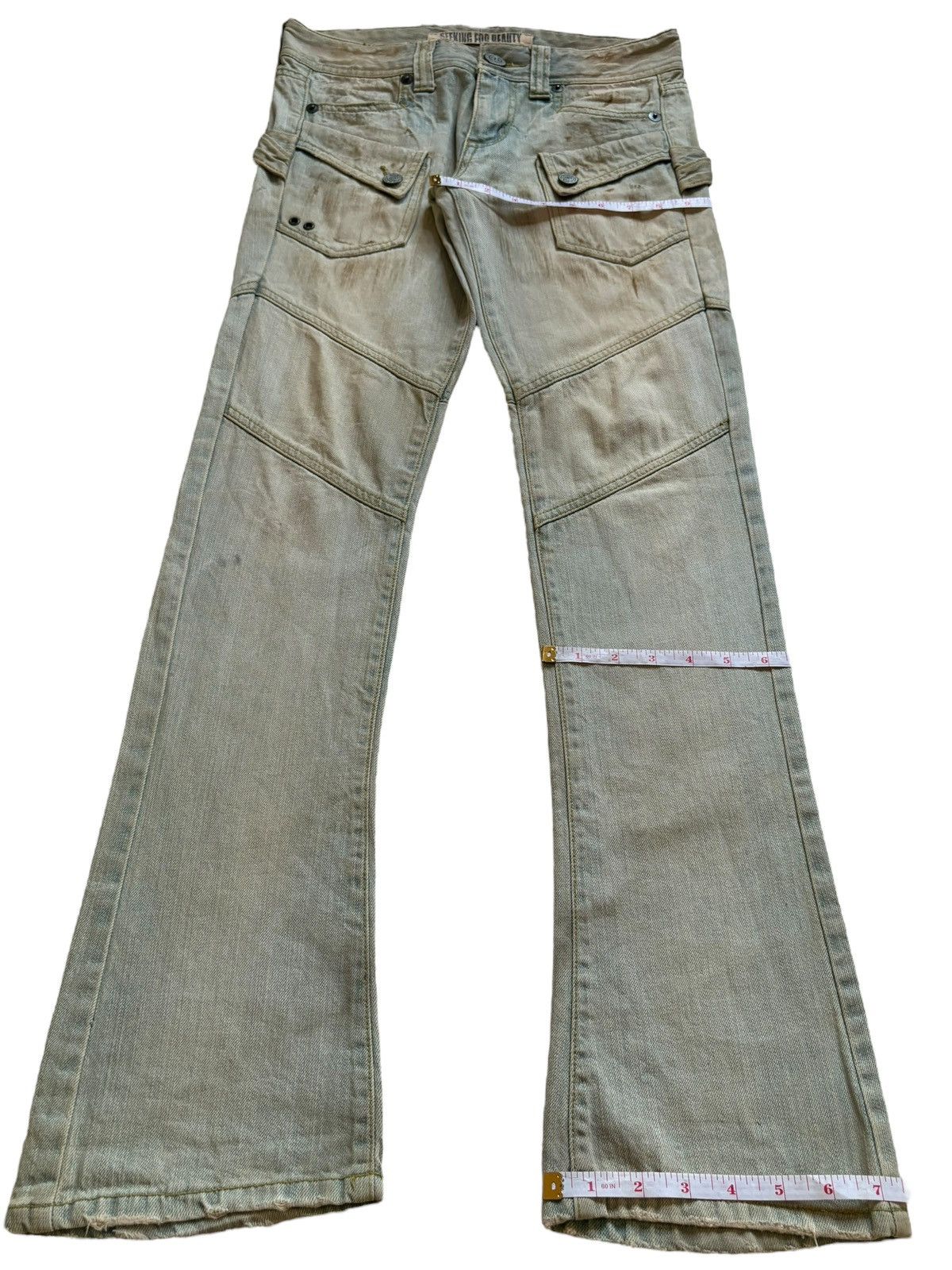 Japanese Brand Vintage Japanese Brand Mud Wash Distressed Cargo Flare Jeans Size 30" / US 8 / IT 44 - 14 Thumbnail