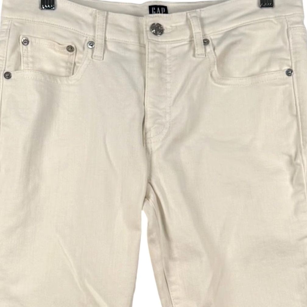 Gap Gap Best Girlfriend Jeans White Stretch Denim Mid Rise Nautical Minimalist Straight 5-Pocket Womens 27 Jeans Size 27" / US 4 / IT 40 - 2 Thumbnail