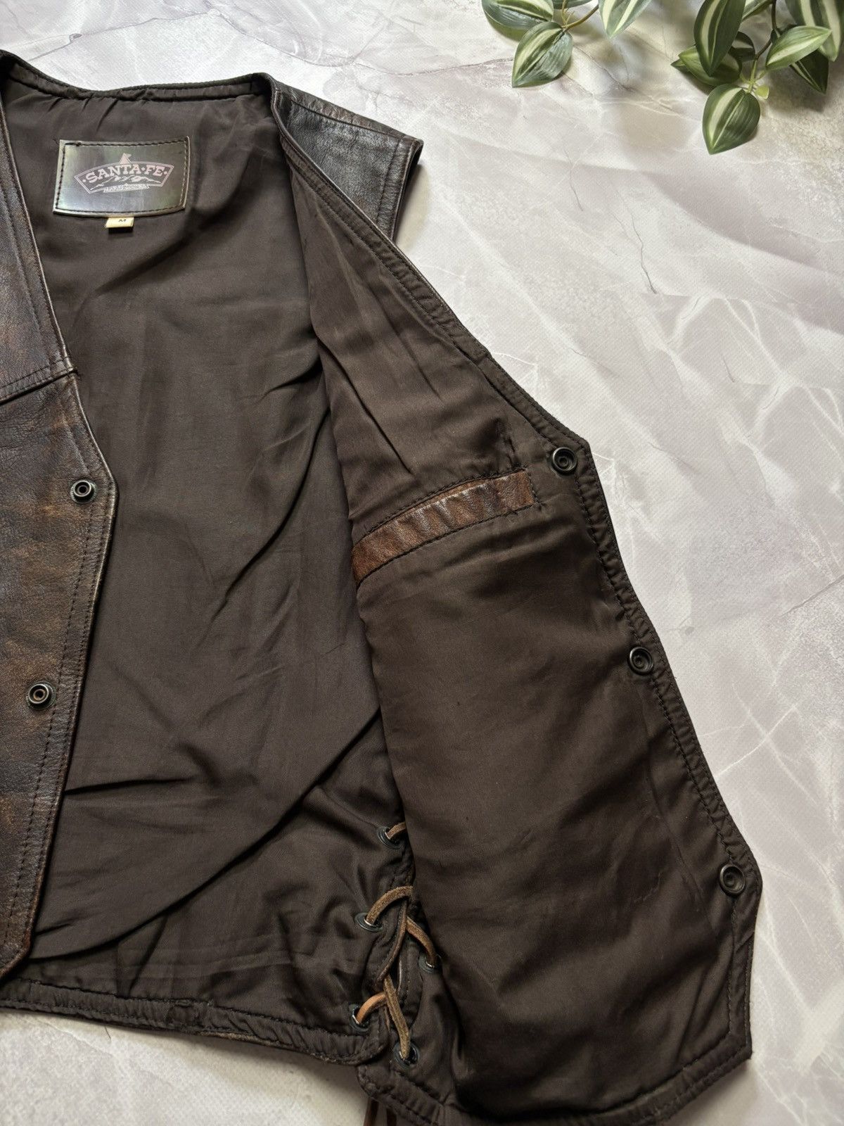 Cowboy Equipment Santa Fe Leather Vest Distressed Cowboy Western Lace-up Size M / US 6-8 / IT 42-44 - 12 Thumbnail