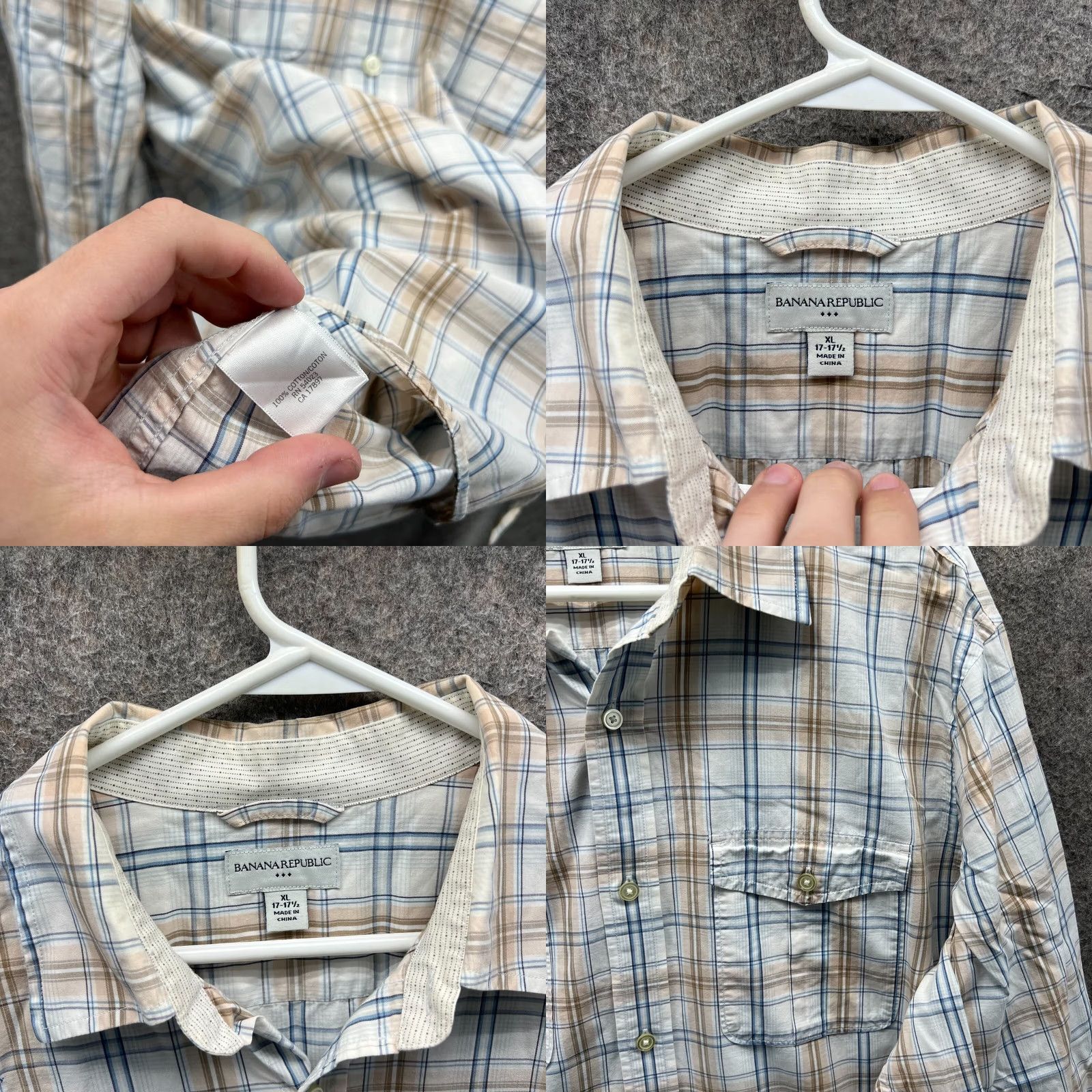 Banana Republic VINTAGE? No. Banana Republic Shirt Mens XL White Blue Button Down Preppy Plaid Classic Size US XL / EU 56 / 4 - 8 Thumbnail