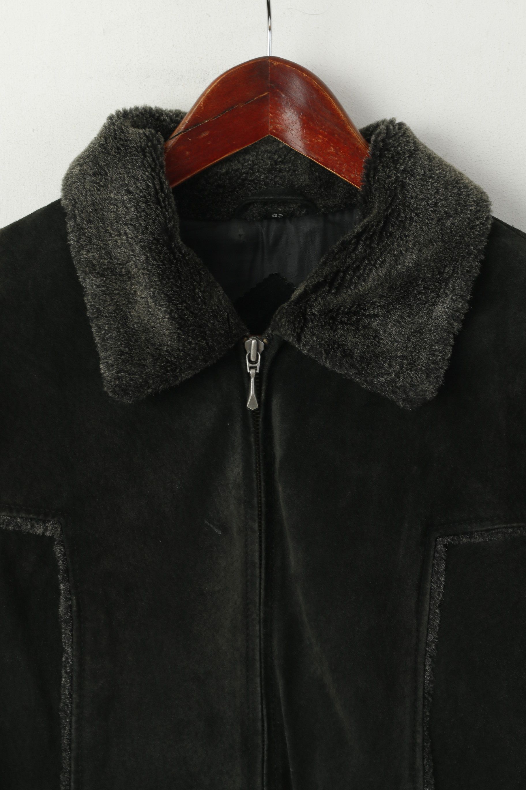 Vintage Joy Women 42 M Jacket Charcoal Leather Suede 7153 Size M / US 6-8 / IT 42-44 - 3 Thumbnail