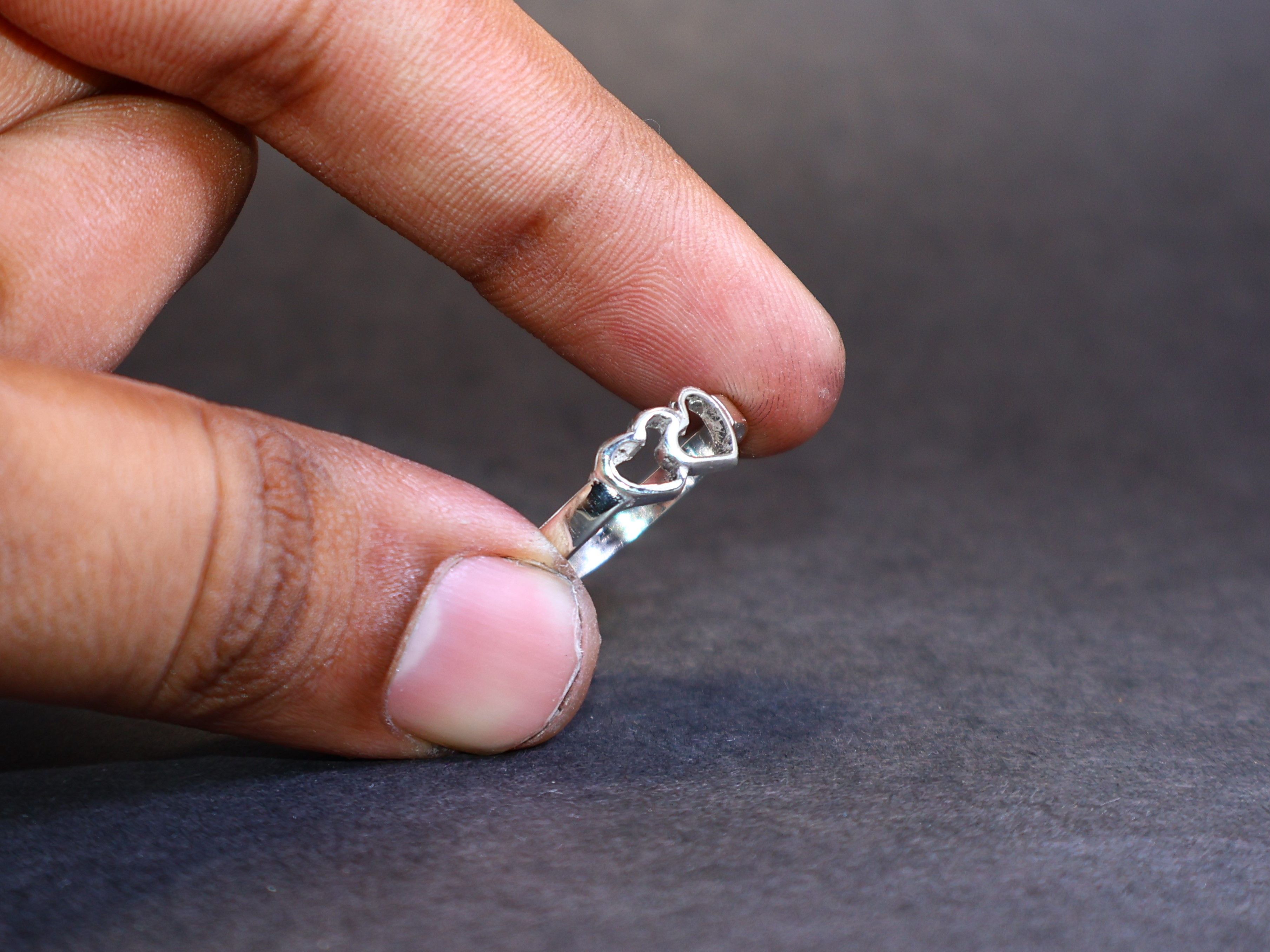 Handmade Double Heart Ring, Heart To Heart Ring, Sterling Silver Ring Size ONE SIZE - 8 Thumbnail