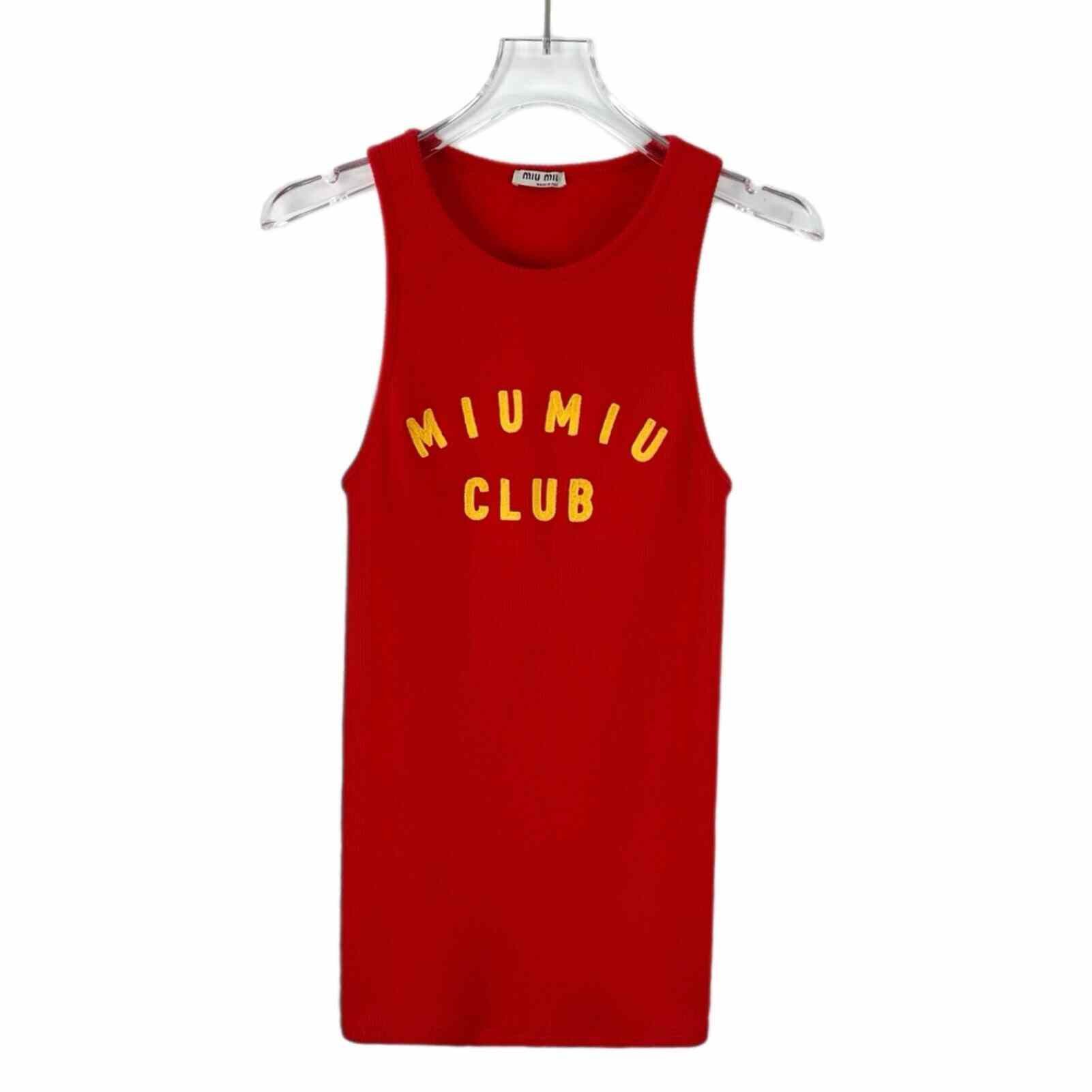 Miu Miu Miu Miu Retro Embroidered Red Tank Top S Women Size S / US 4 / IT 40 - 1 Thumbnail