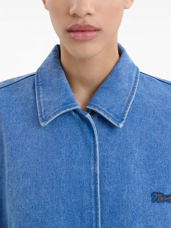 Marni o1w1db11125 Logo-Appliqué Denim Jacket in Blue Size L / US 10 / IT 46 - 4 Thumbnail
