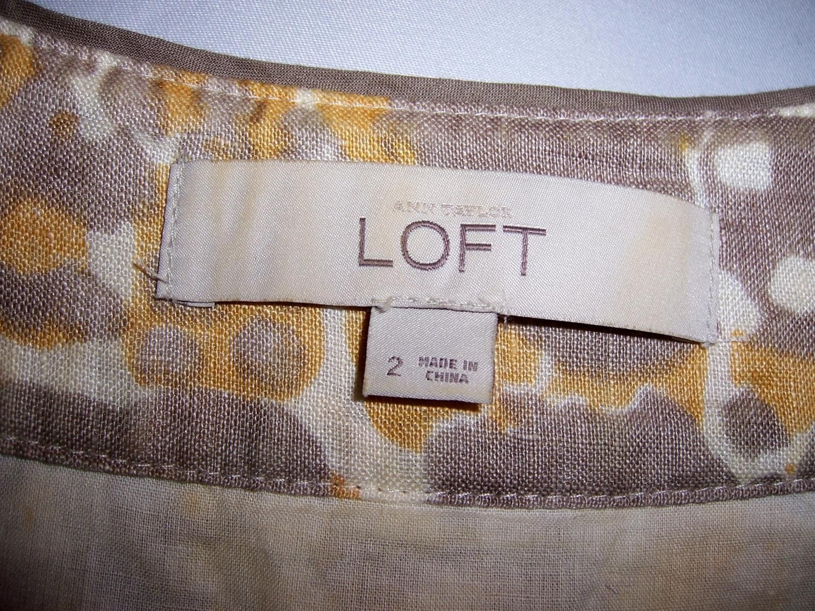 Ann Taylor Ann Taylor LOFT Grey & Yellow Sleeveless Linen Shift Dress 2 Size XS / US 0-2 / IT 36-38 - 2 Thumbnail