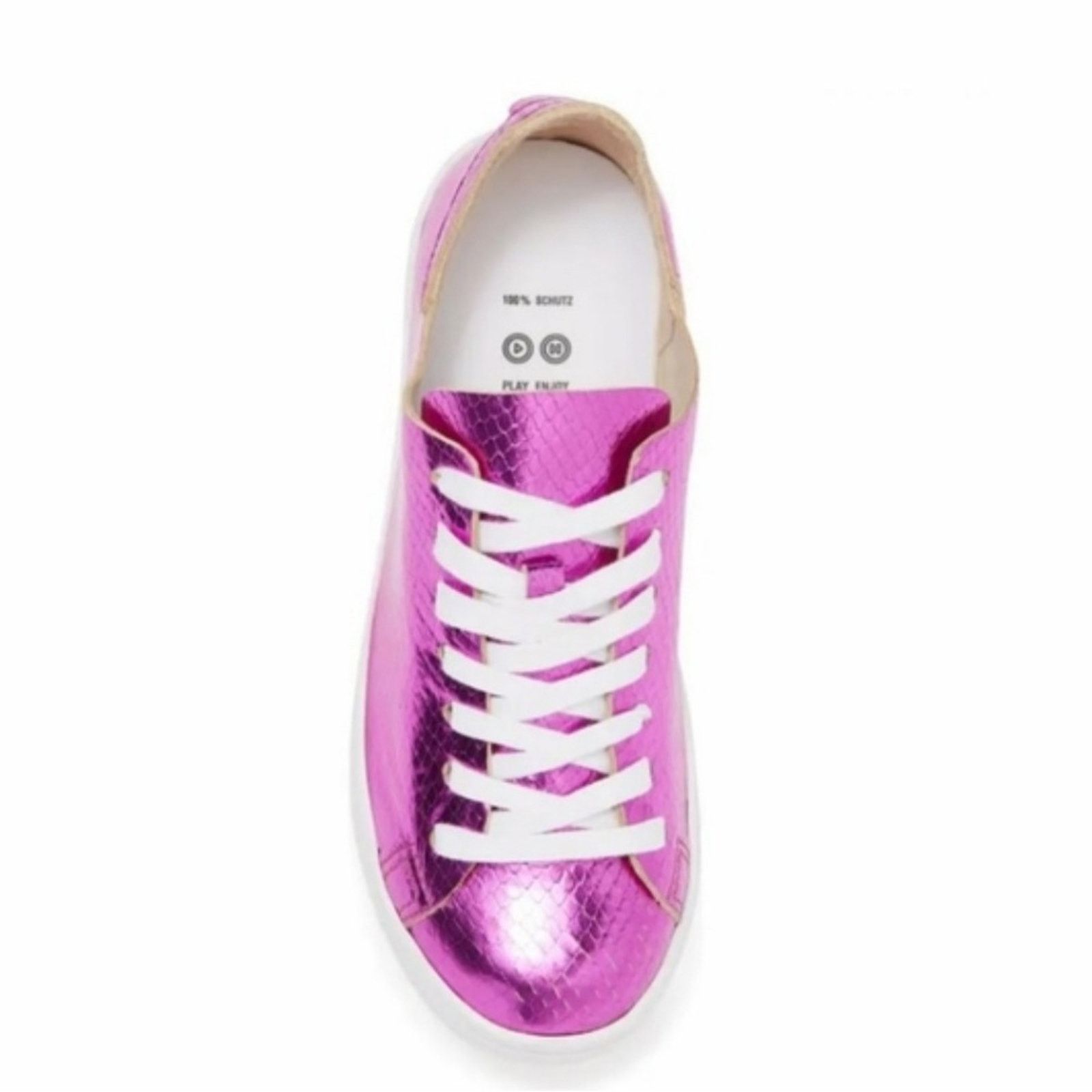 SCHUTZ Schultz Ofelia Metallic Pink Leather Casual Lace-up Sneakers Size US 9.5 / IT 39.5 - 14 Thumbnail