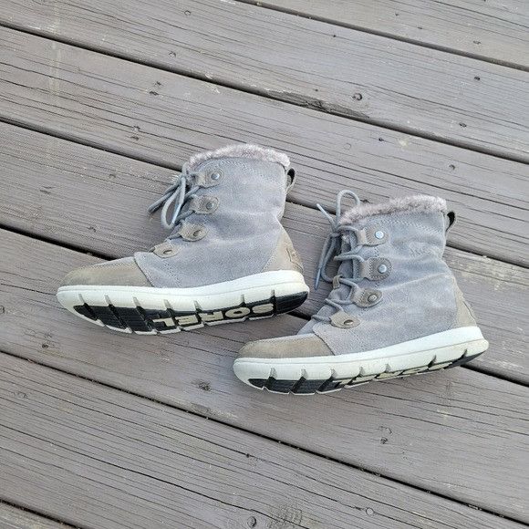 SOREL Sorel Explorer Joan Gray Suede Leather Lace-up Sneaker Winte Size US 9.5 / IT 39.5 - 3 Thumbnail