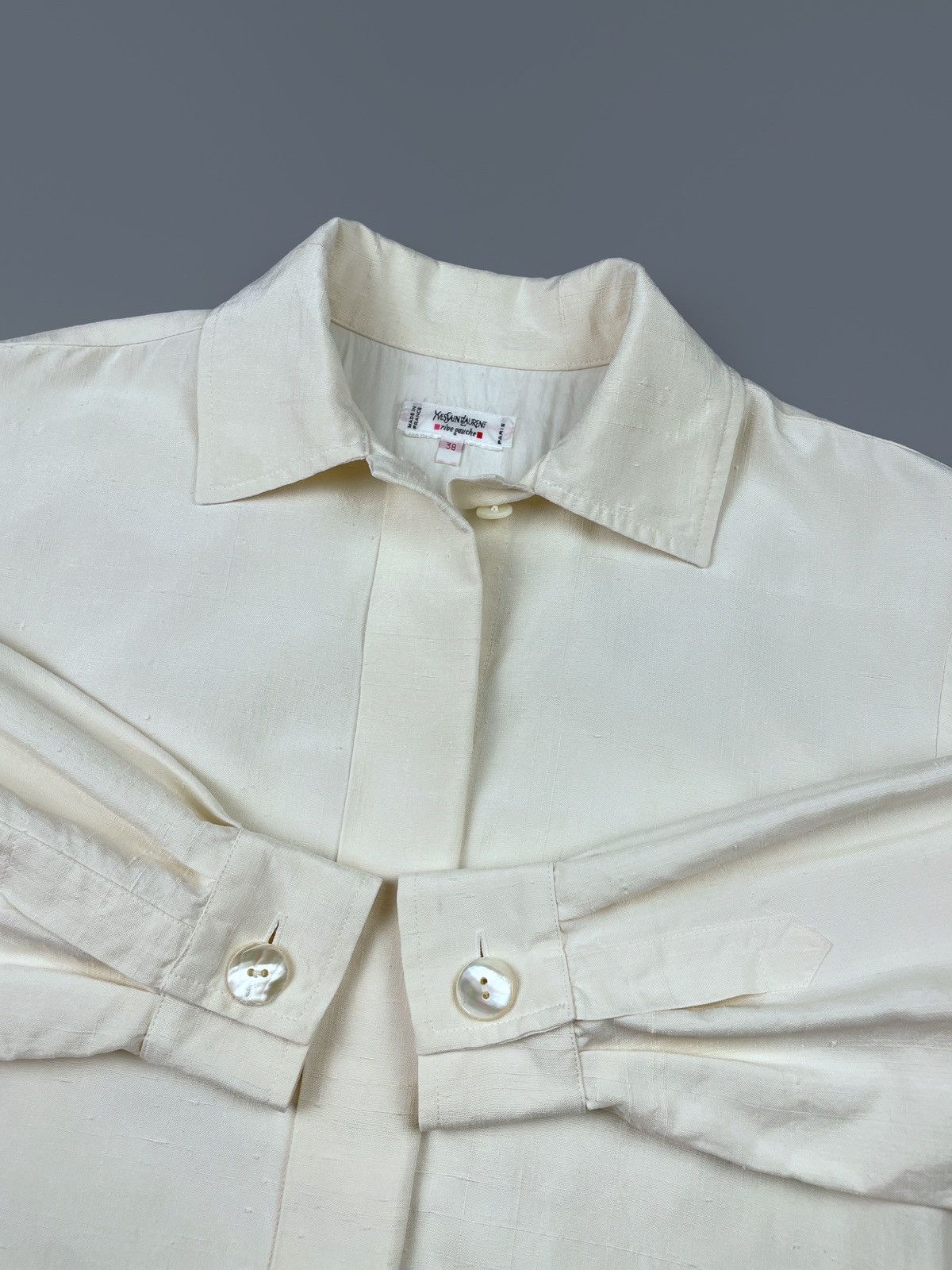 Vintage Vintage 80s Yves Saint Laurent Rive Gauche Linen Shirt Sz 38 Size S / US 4 / IT 40 - 12 Thumbnail