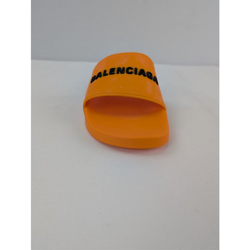 Balenciaga o1rshd1 Q:2 / Rubber Logo Pool Slide Sandals Orange / Black Size US 12 / EU 45 - 14 Thumbnail