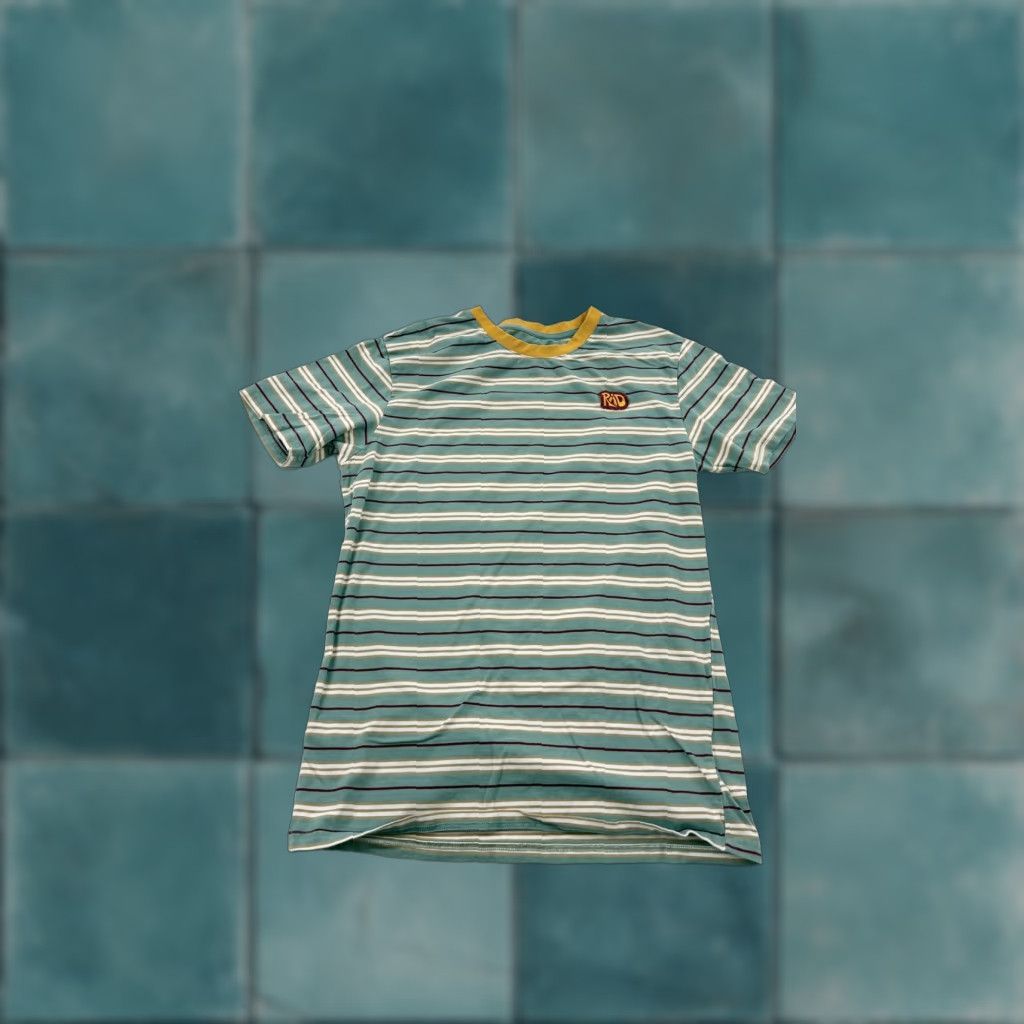 Vintage Dutch Bros Coffee T-Shirt Men Medium Retro Striped Cotton Blend Short Sleeve Green Blue RAD Patch Size US M / EU 48-50 / 2 - 1 Thumbnail