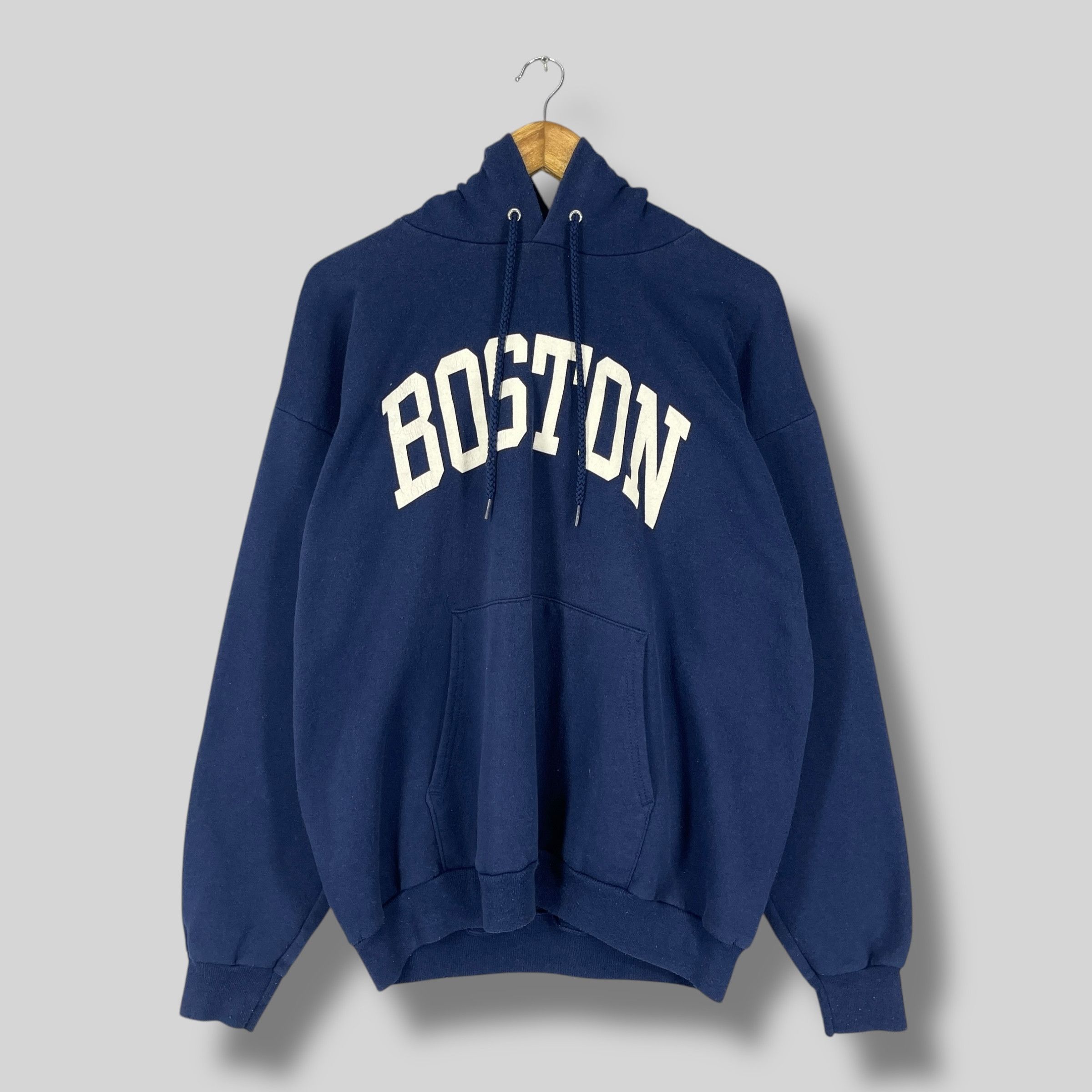 Vintage Vintage 90s BOSTON Spellout Printed Pullover Hoodie Size US L / EU 52-54 / 3 - 1 Thumbnail