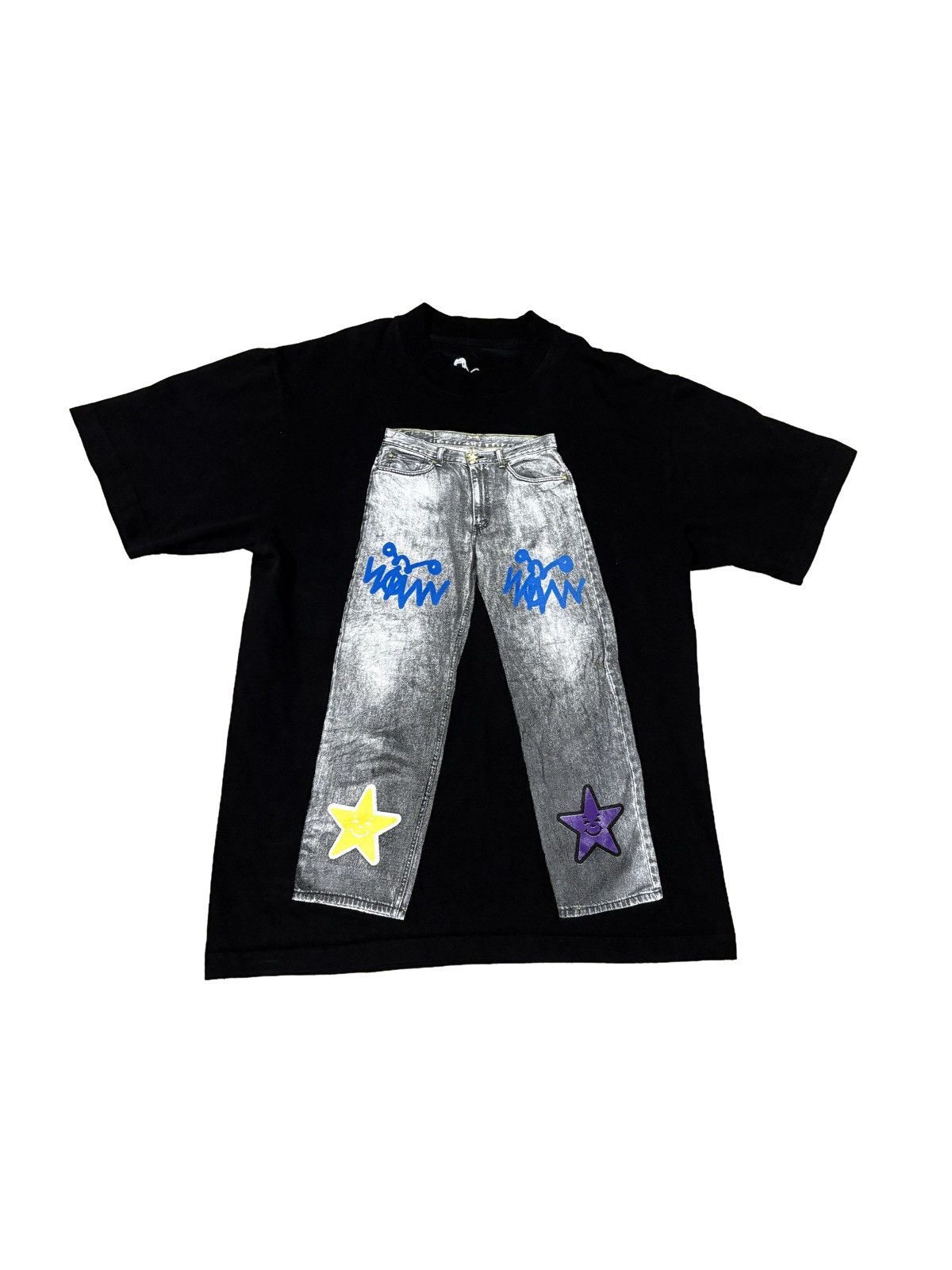 Asspizza *RARE* Asspizza Puff Print Jeans T-shirt Size US S / EU 44-46 / 1 - 1 Thumbnail