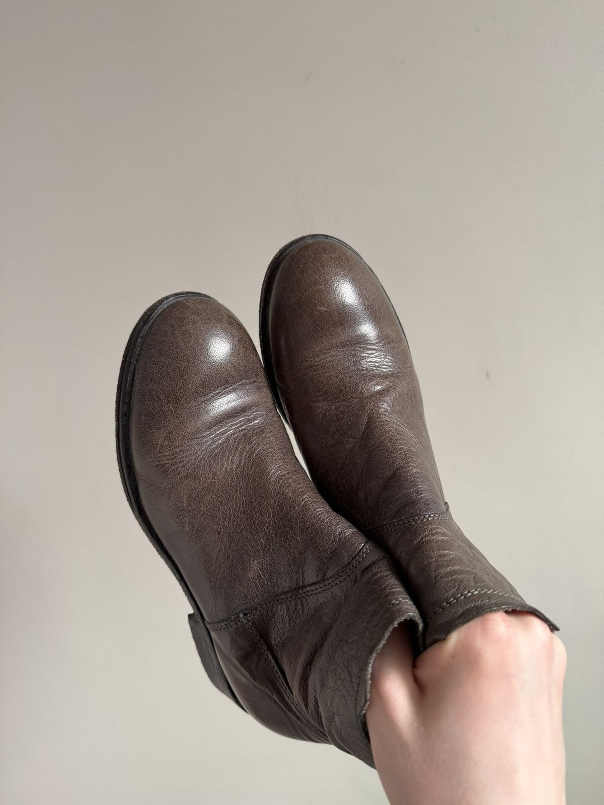 MoMA MOMA Handmade in Italy Khaki Leather Ankle Boots Size US 6.5 / IT 36.5 - 2 Thumbnail