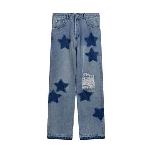 Jean Blue STARS Distressed Jeans Size US 32 / EU 48 - 3 Thumbnail