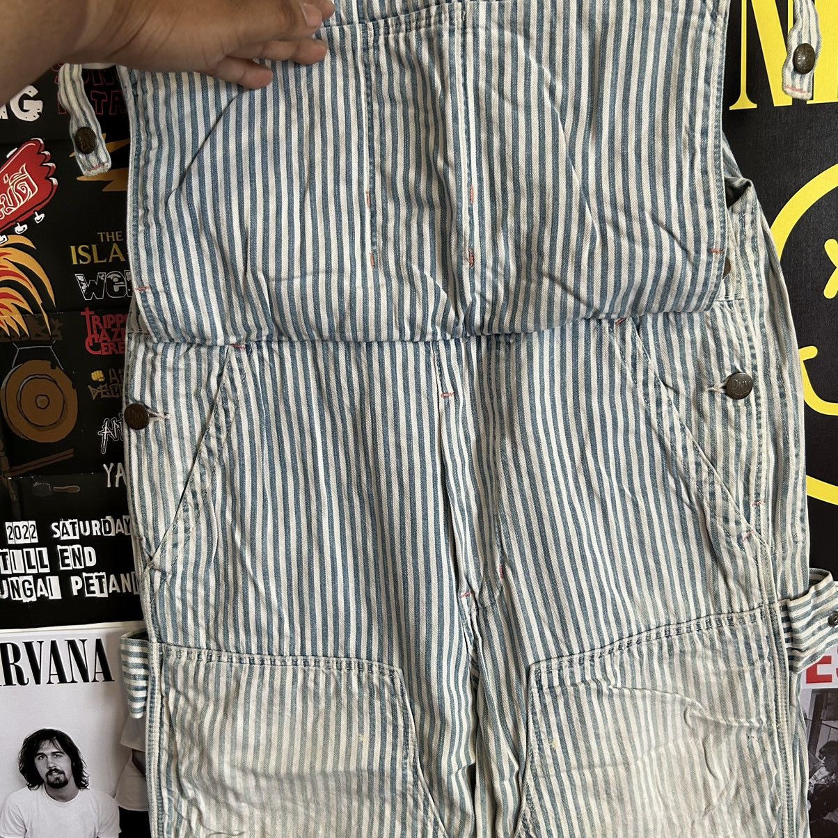 Vintage Vintage Denim & Dungaree Biker Stripe Overall Size US 36 / EU 52 - 10 Thumbnail