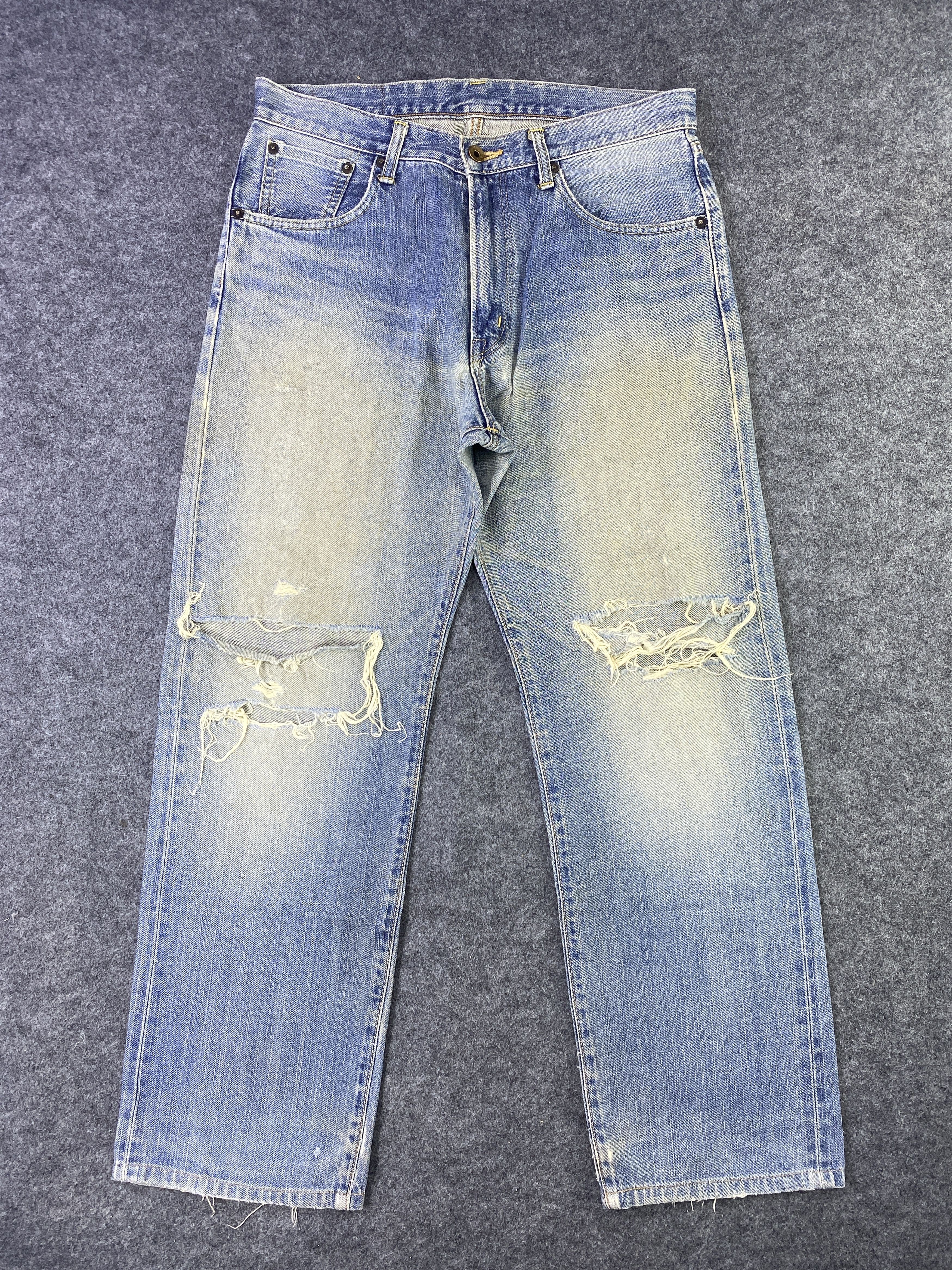 Edwin Edwin 505x Selvedge Distress Blue Wash Denim - J885 Size US 33 - 1 Thumbnail