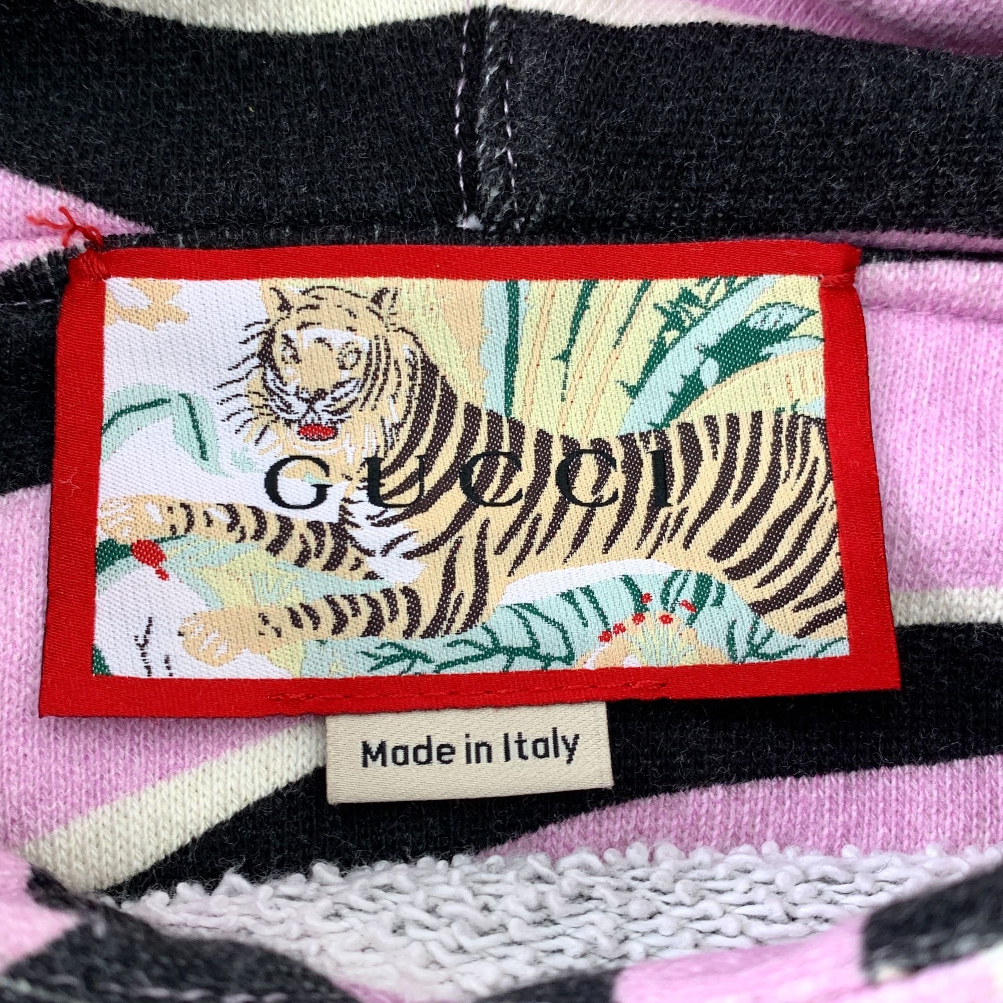 Gucci Gucci Tiger Print Pink & Black Striped Cotton Hoodie S Size S / US 4 / IT 40 - 2 Thumbnail