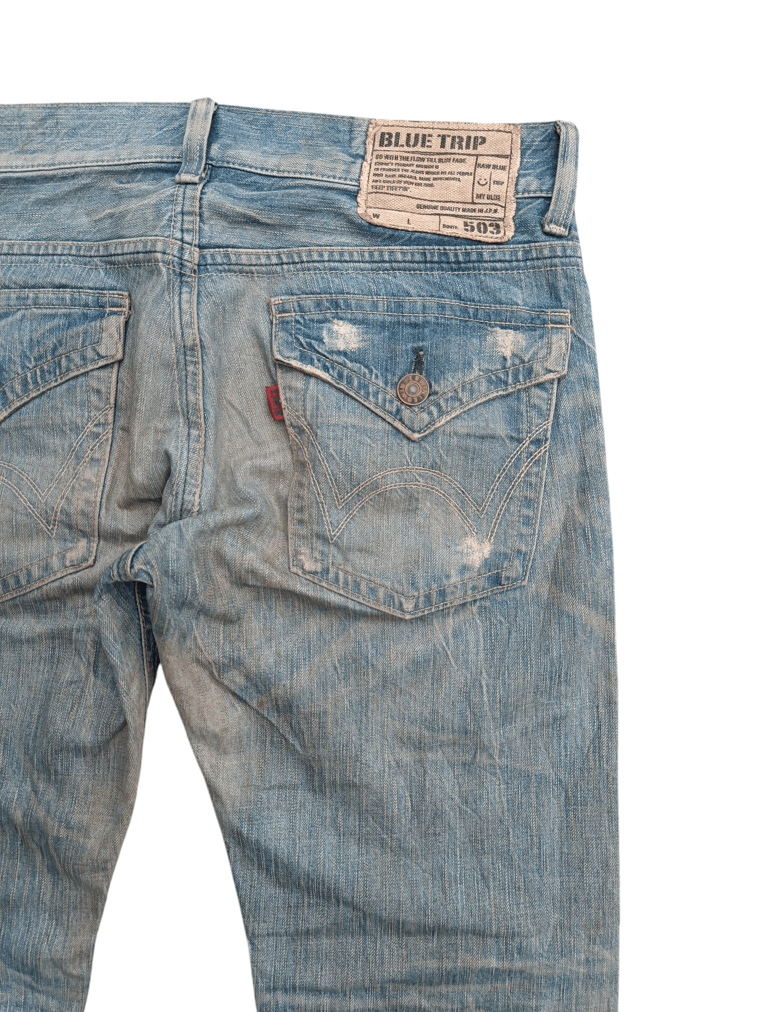14th Addiction × Edwin × If Six Was Nine VTG 💥 Edwin 503 Blue Trip Dirty Mud Wash Distressed Jeans Size US 34 / EU 50 - 4 Thumbnail