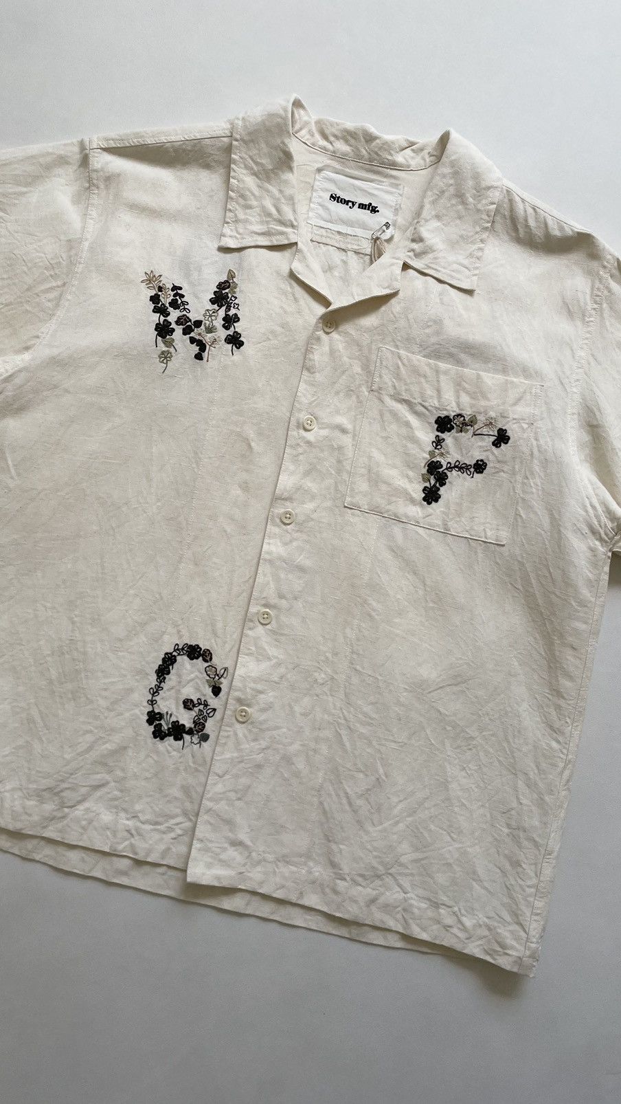 Story Mfg. S/S 25 ‘Clover Embroidery’ Greatful Shirt Size US M / EU 48-50 / 2 - 6 Thumbnail