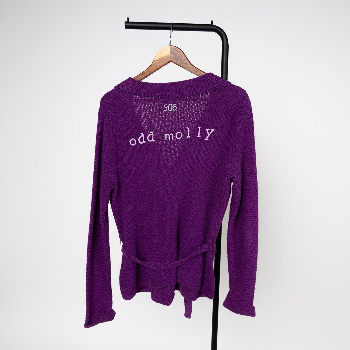 Odd Molly Odd Molly Womens Violet Cotton Cardigan Ruffle Knit Belted Size L / US 10 / IT 46 - 2 Thumbnail