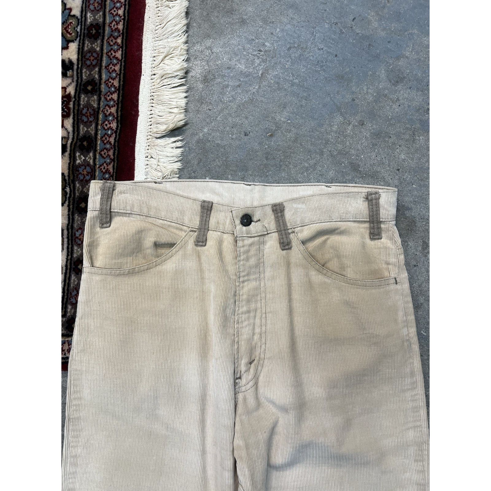 Levi's Vintage 80s Levis White Tag Beige Corduroy Pants 32x31 Rare Size US 32 / EU 48 - 5 Thumbnail